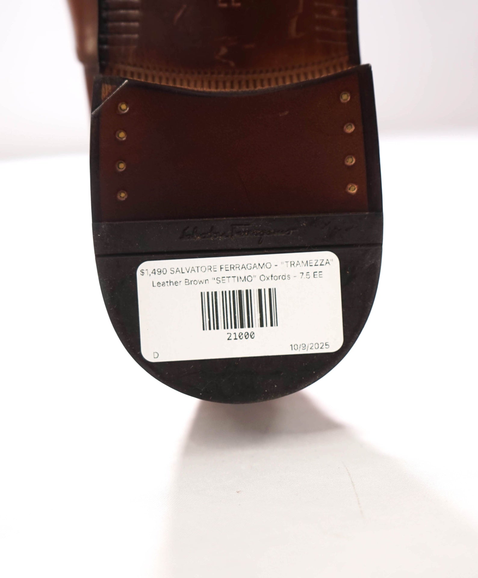 $1,490 FERRAGAMO - "TRAMEZZA" Brown "SETTIMO" Oxfords - 7.5 EE