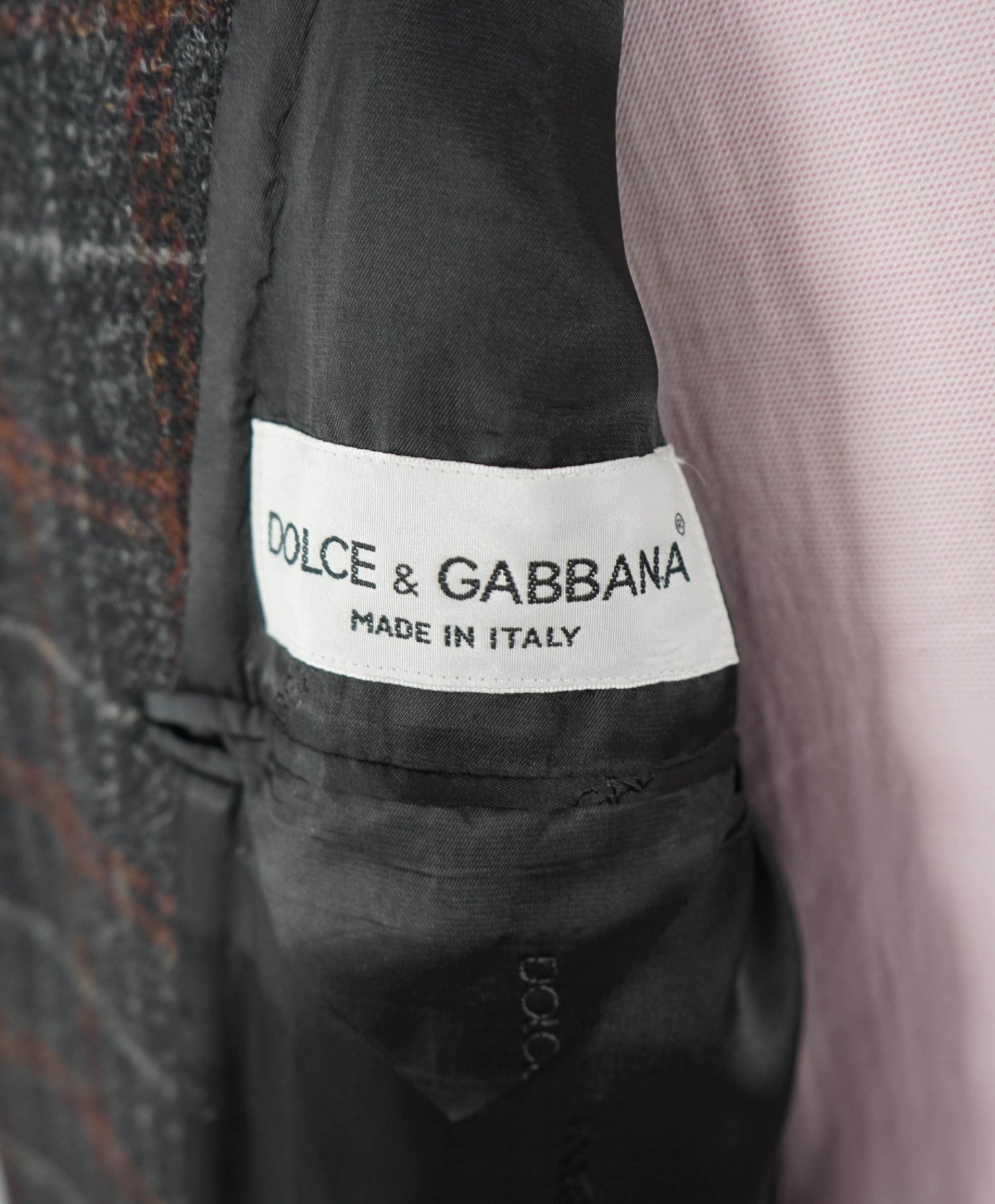 DOLCE & GABBANA - Wool Black/Orange/Red Plaid Overcoat - 40