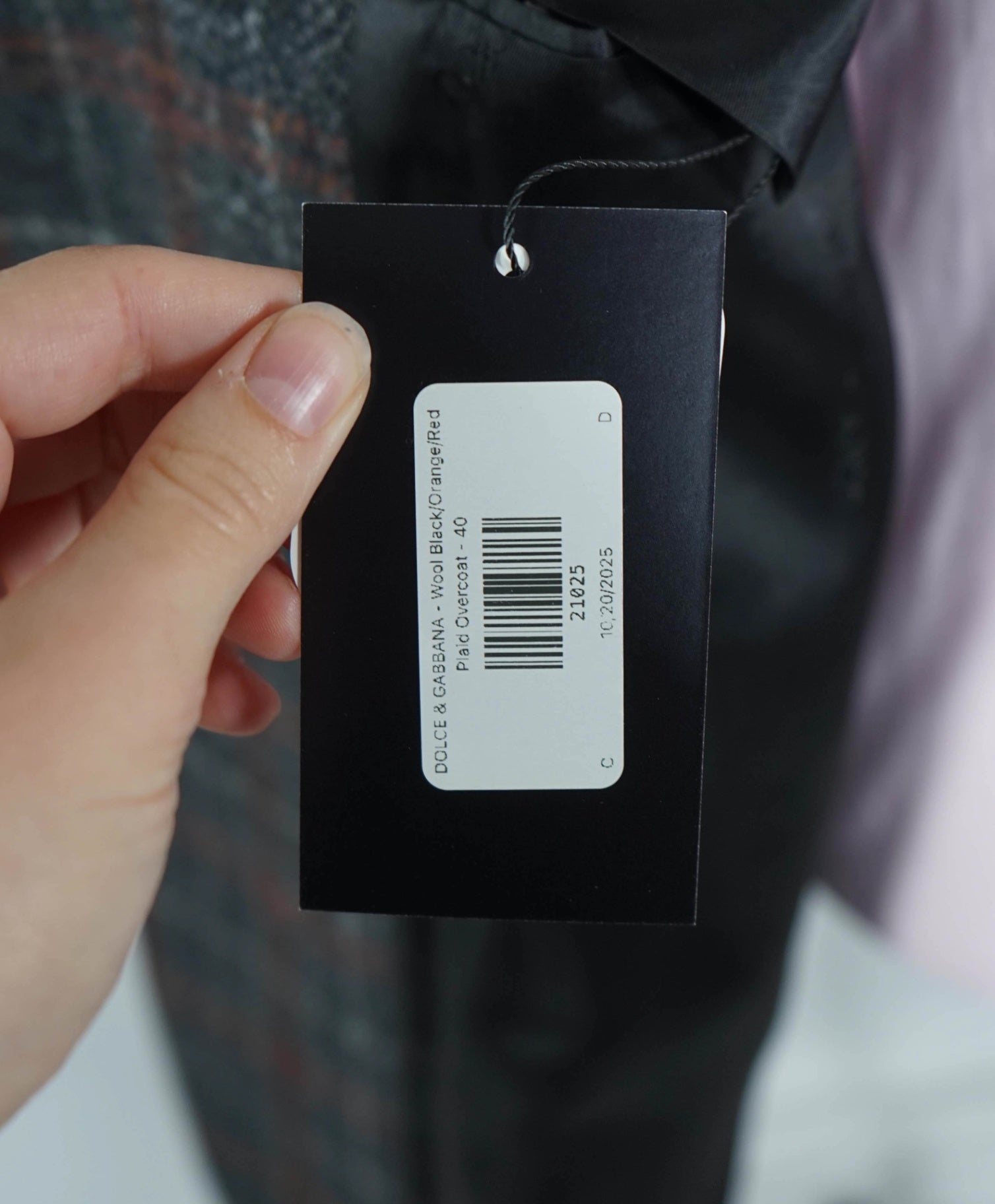 DOLCE & GABBANA - Wool Black/Orange/Red Plaid Overcoat - 40