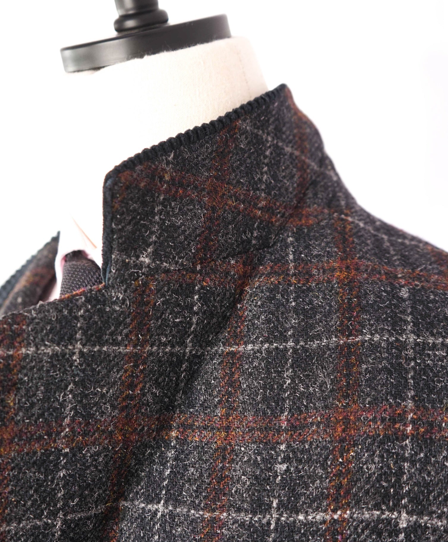 DOLCE & GABBANA - Wool Black/Orange/Red Plaid Overcoat - 40