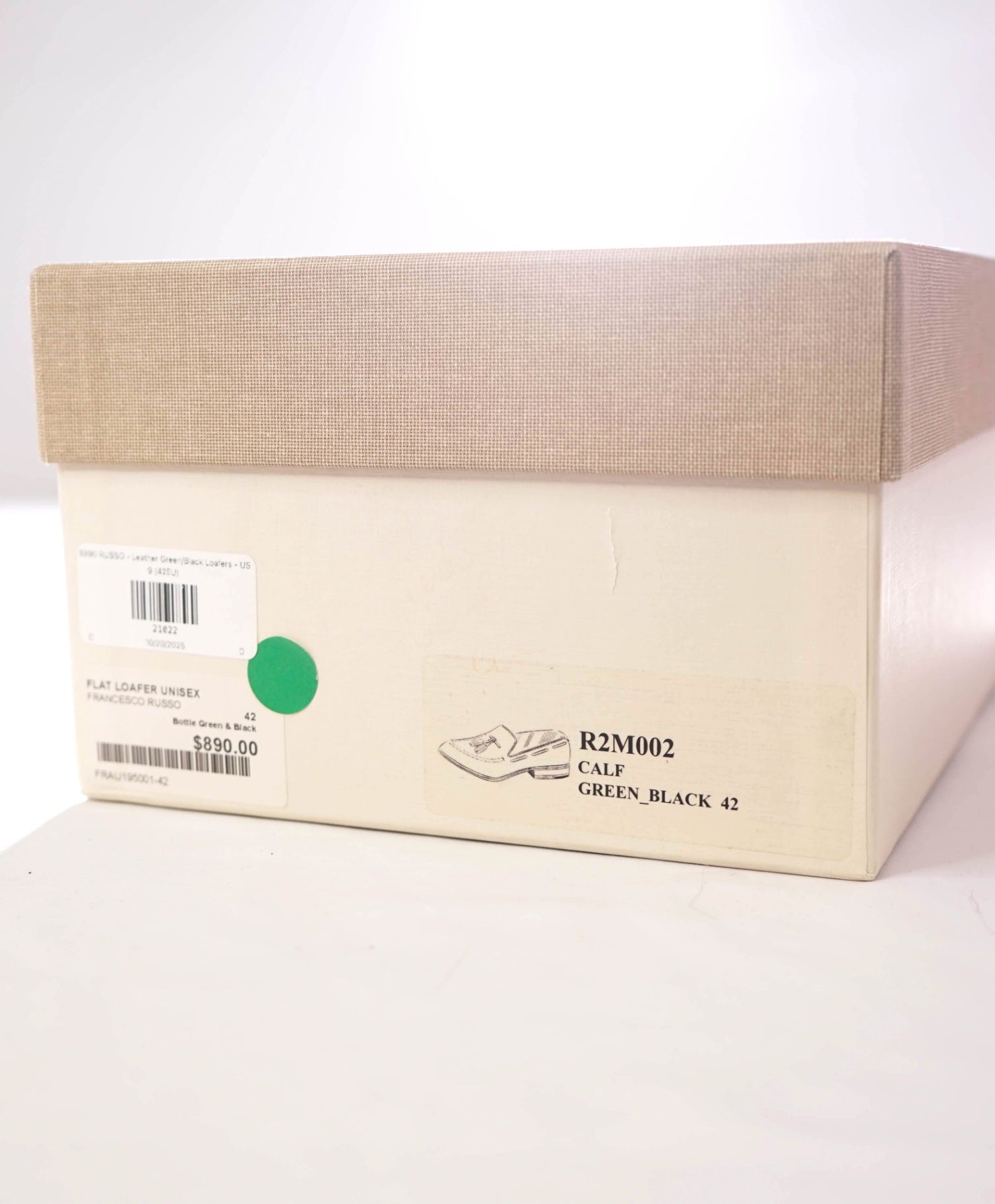 $890 FRANCESCO 21002RUSSO - Leather Green/Black Loafers - US 9 (42EU)