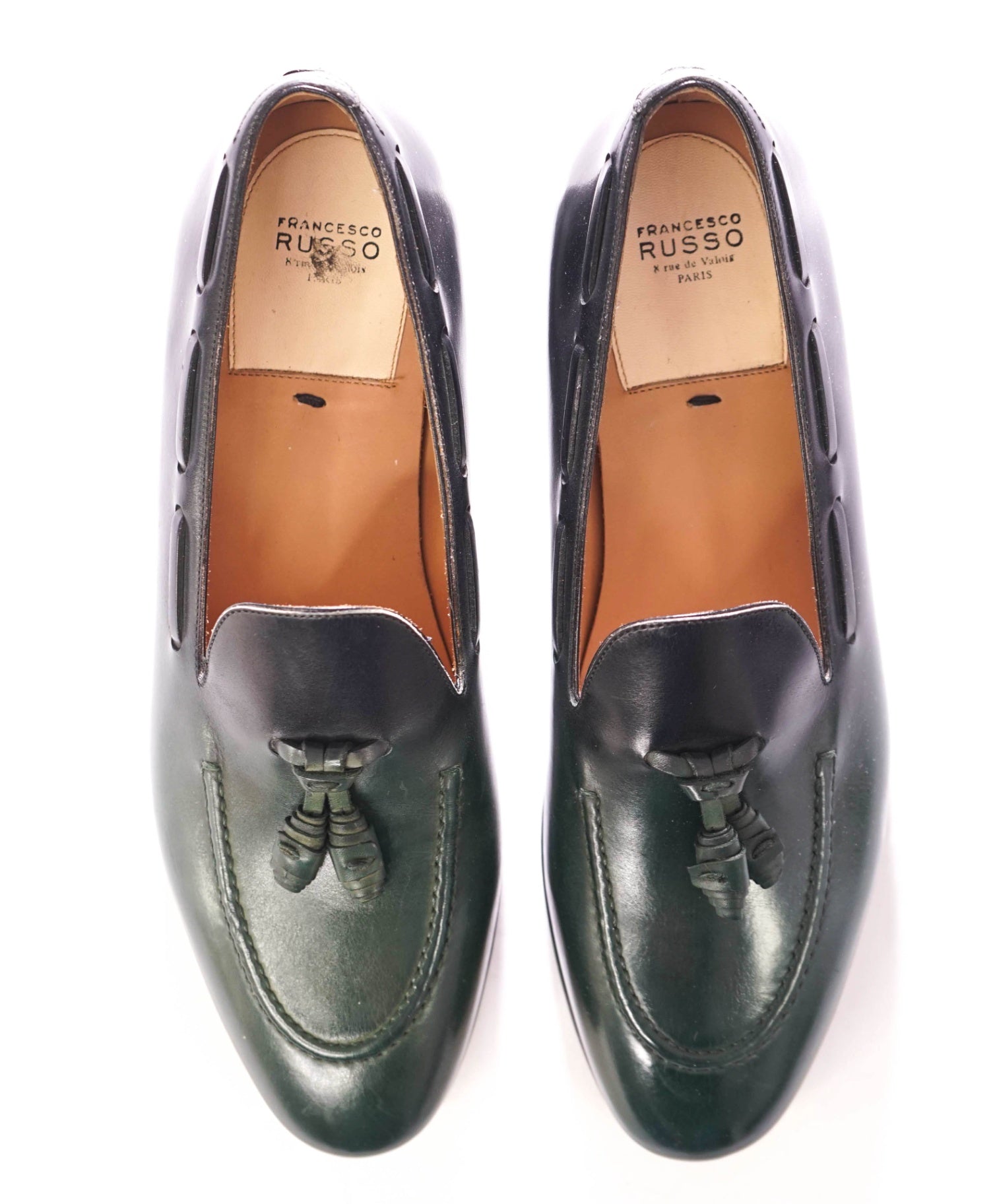 $890 FRANCESCO 21002RUSSO - Leather Green/Black Loafers - US 9 (42EU)