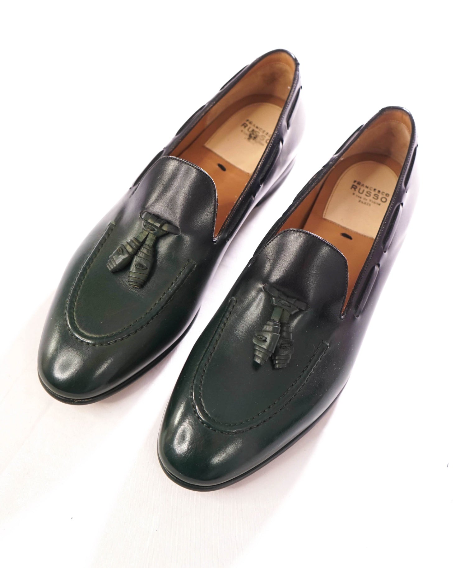 $890 FRANCESCO 21002RUSSO - Leather Green/Black Loafers - US 9 (42EU)