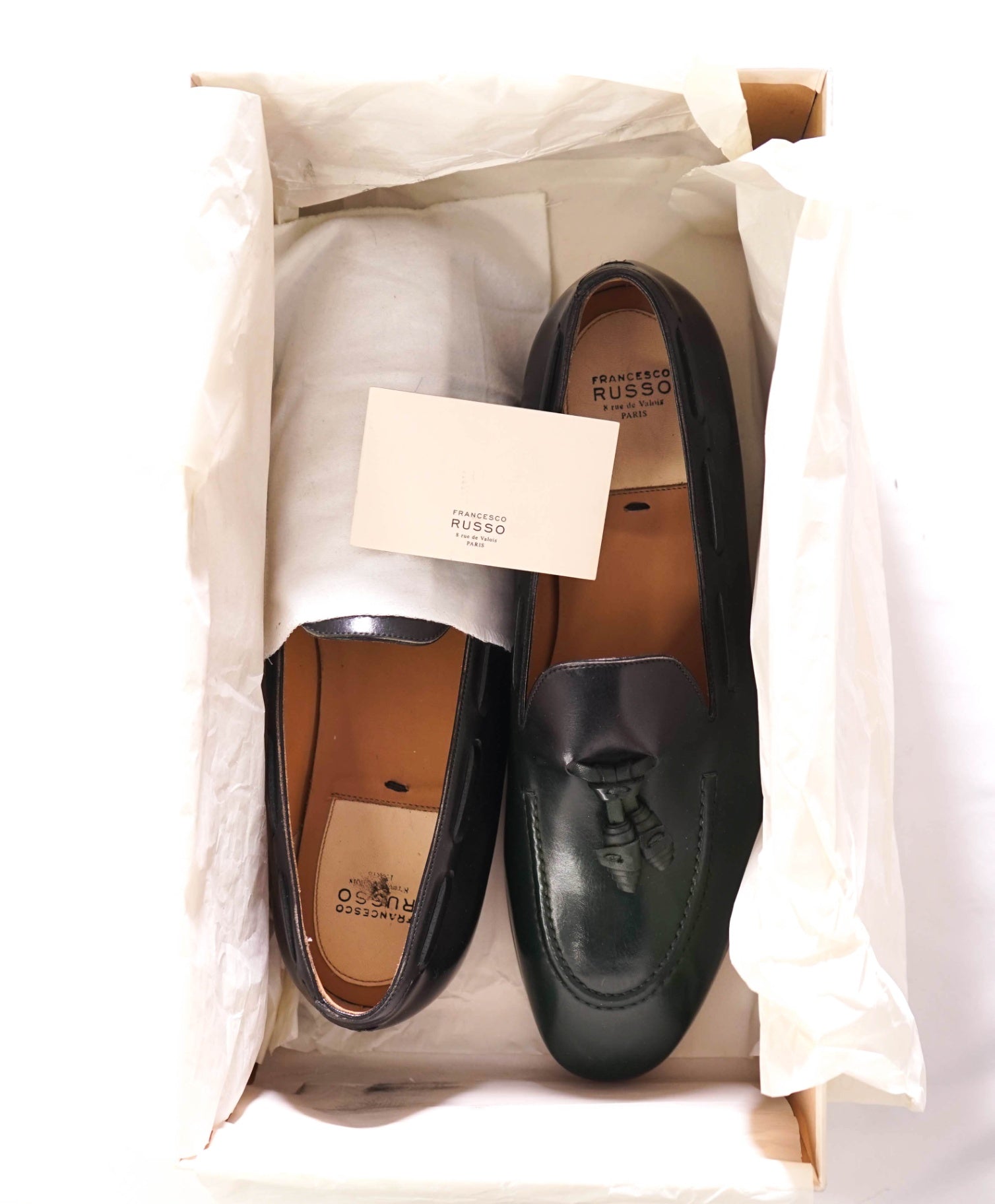 $890 FRANCESCO 21002RUSSO - Leather Green/Black Loafers - US 9 (42EU)