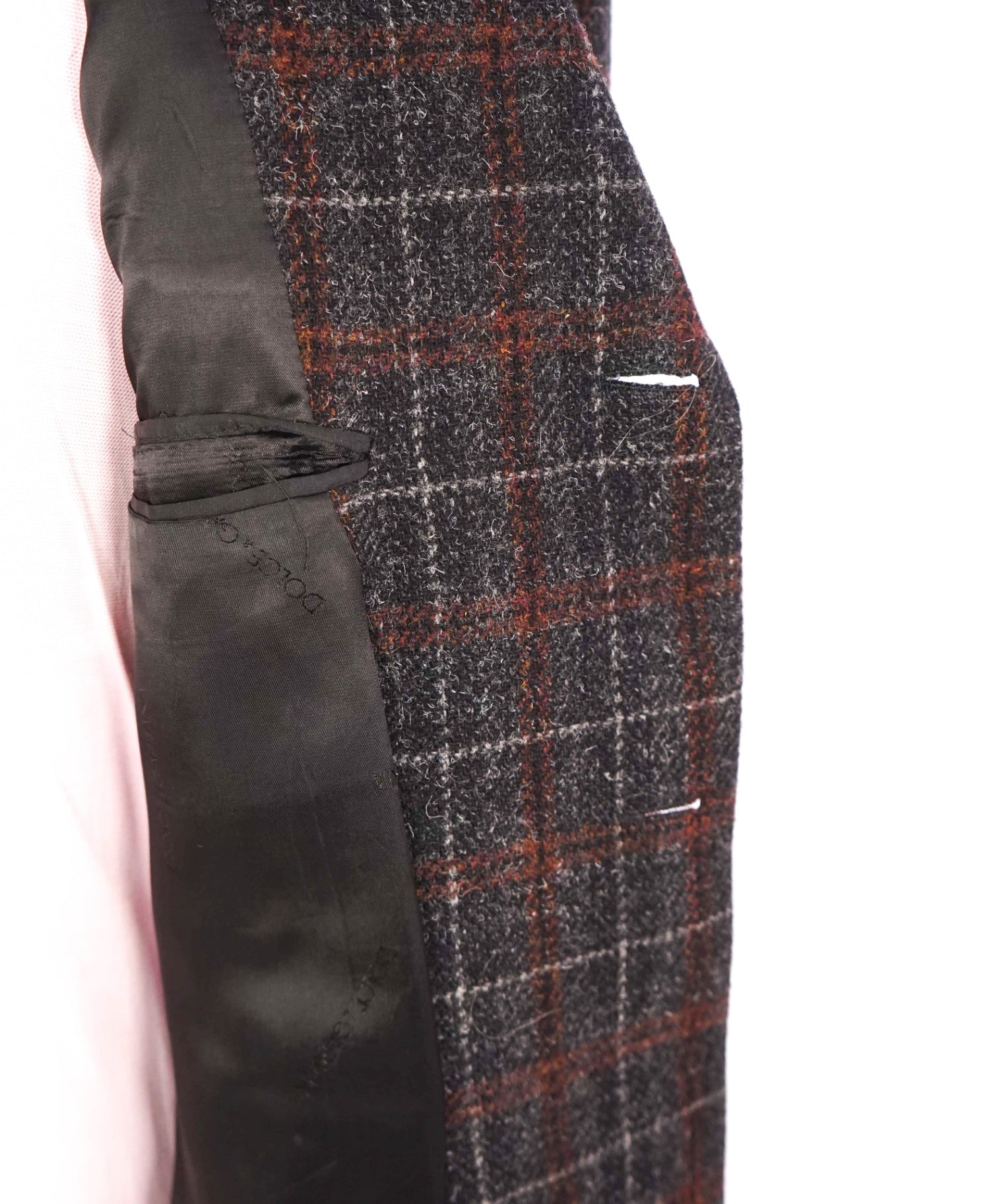 DOLCE & GABBANA - Wool Black/Orange/Red Plaid Overcoat - 40