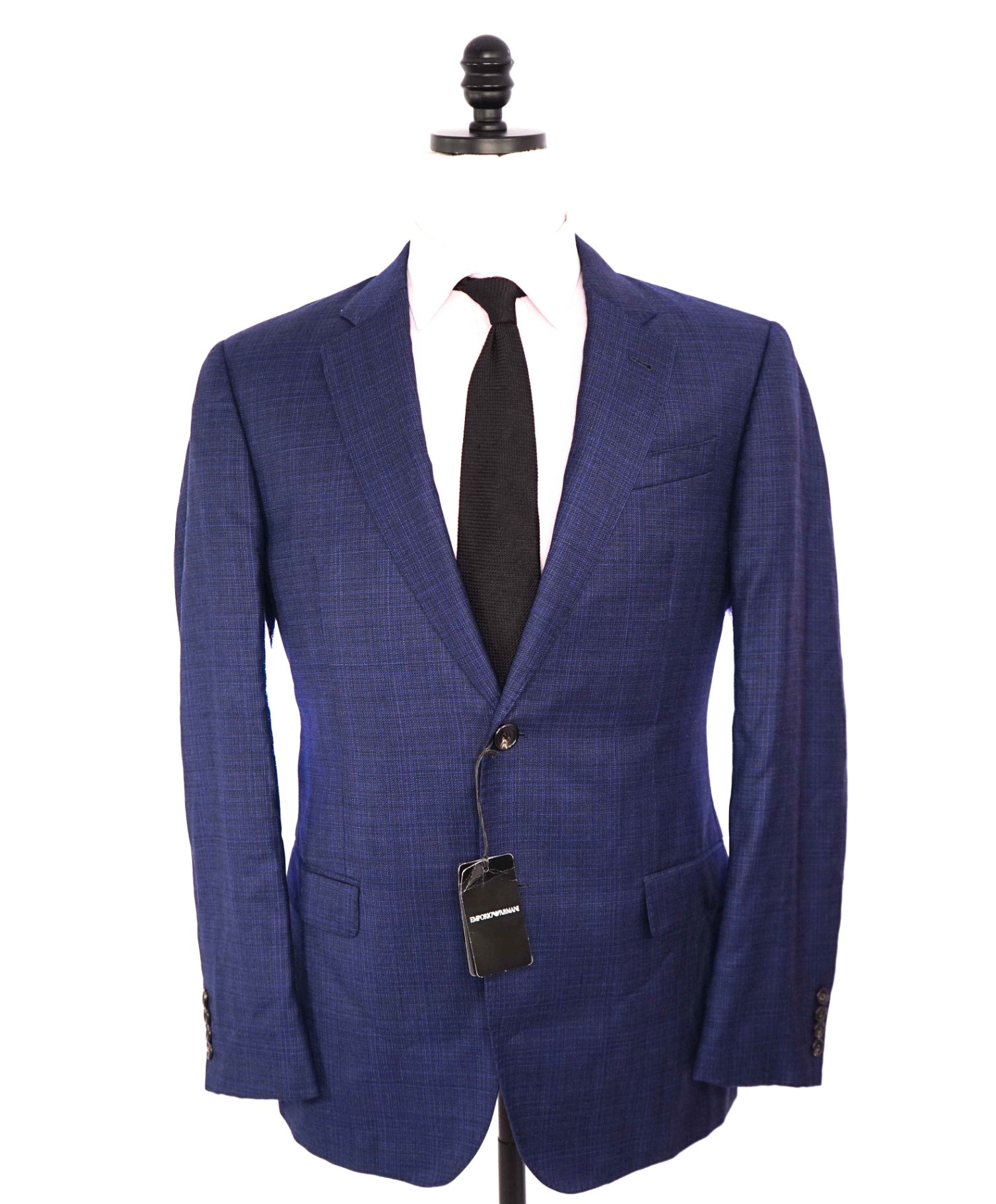 $1,595 EMPORIO ARMANI - Wool Blue Abstract Plaid "G Line" Blazer - 42R