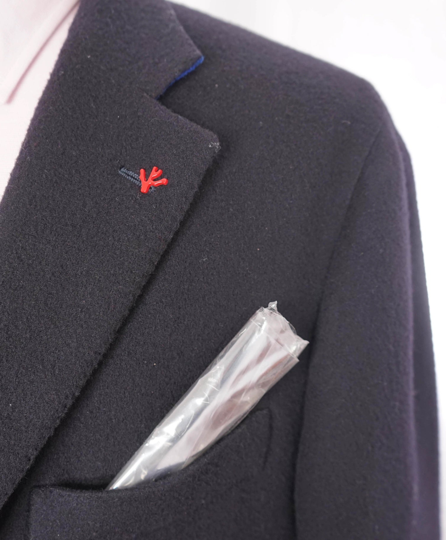$6,995 ISAIA - Wool Solid Navy Blue Overcoat Coat - 42R