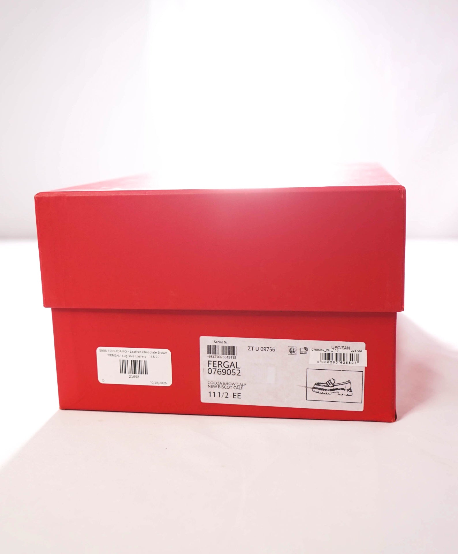 $995 FERRAGAMO - Chocolate Brown "FERGAL" Lug Sole Loafers - 11.5 EE