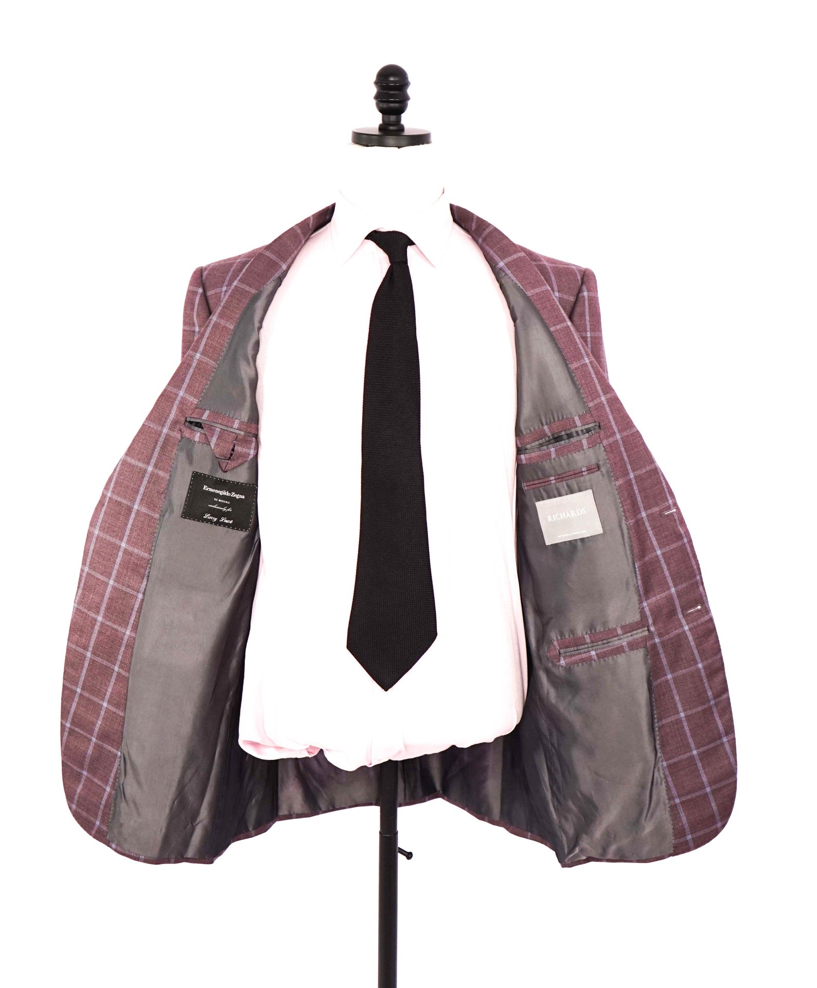 $2,695 ZEGNA -"SU MISURA" 1of1 Wool Purple/Blue Plaid - 42L