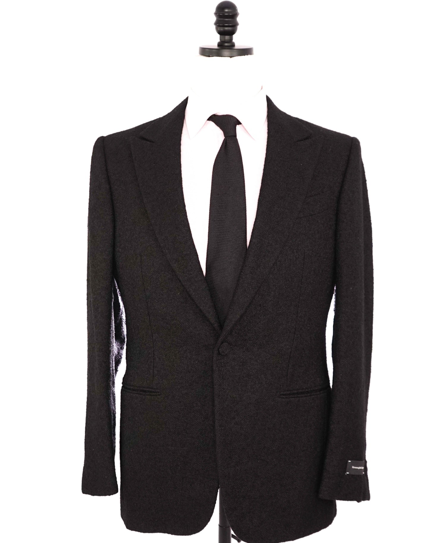 $3,895 ZEGNA - "Venezia" ALPACA Textured Black 1-Btn Blazer - 38R