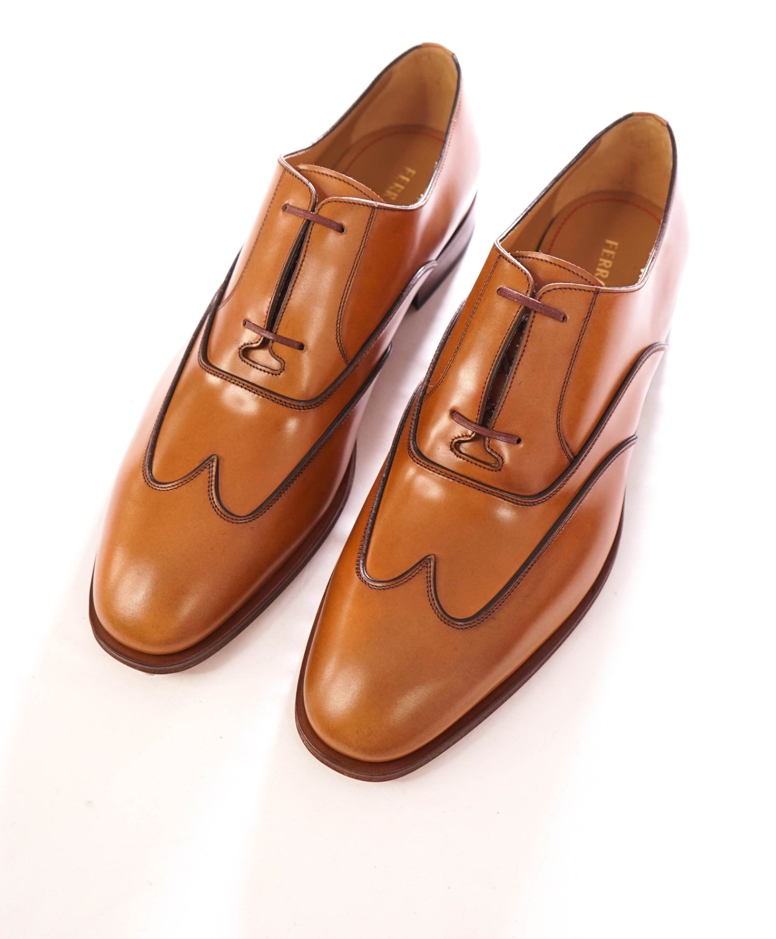 $1,790 FERRAGAMO - Leather Tan Brown "CORIAN" Oxfords - 12 EE