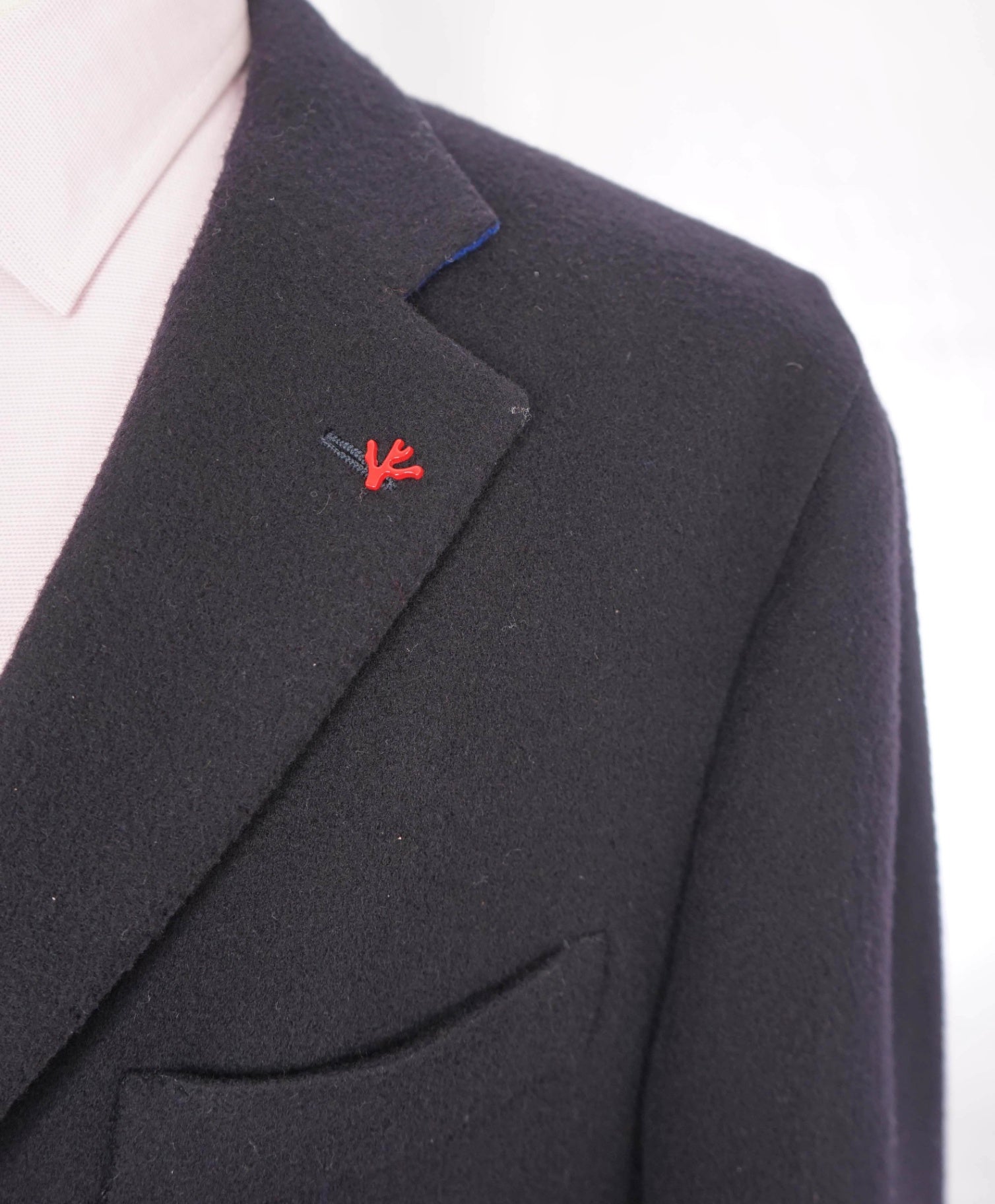 $6,995 ISAIA - Wool Solid Navy Blue Overcoat Coat - 42R