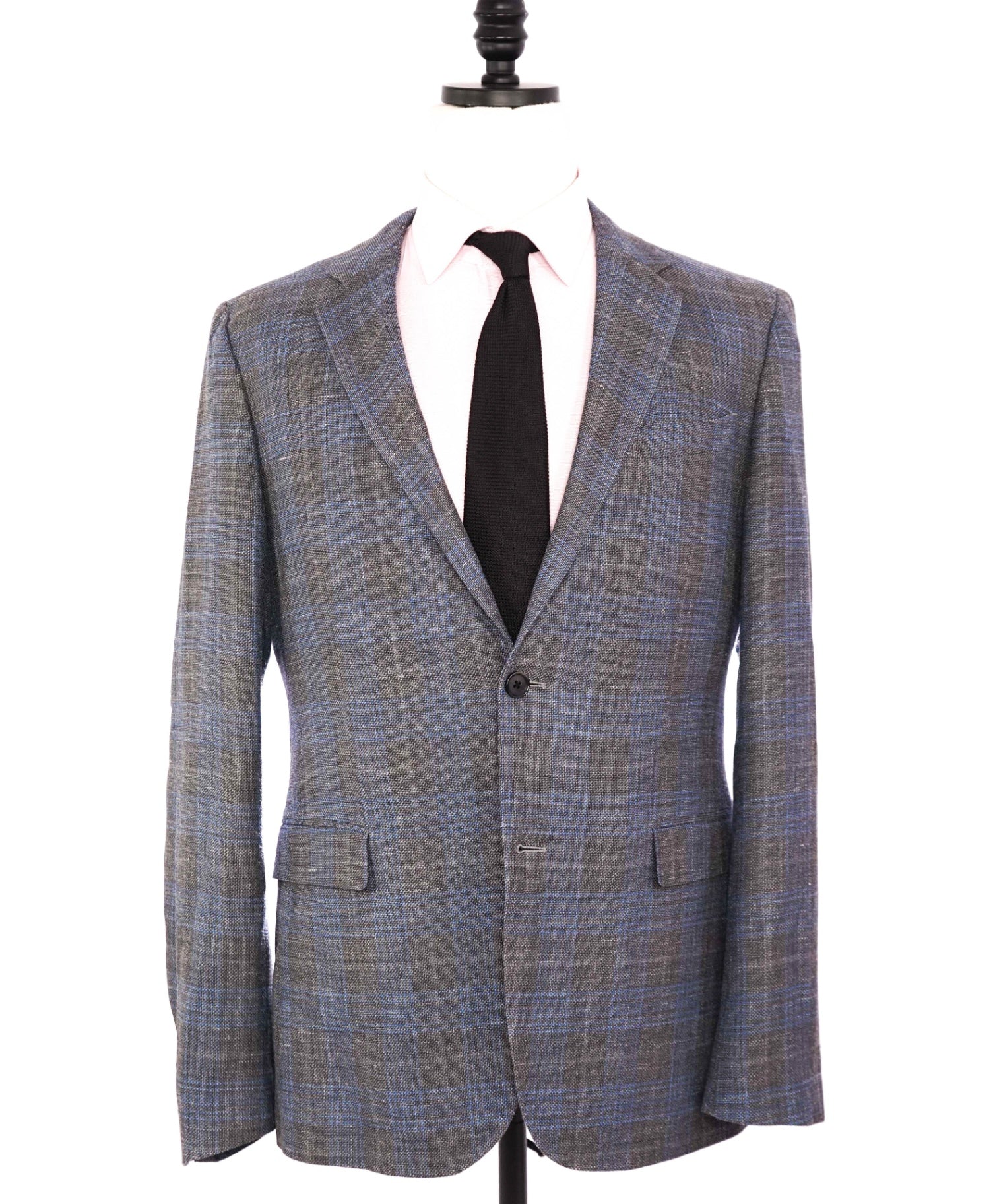 $995 ZEGNA For BARNEYS NY - Wool/Silk/Linen Gray Blue Blazer - 42L