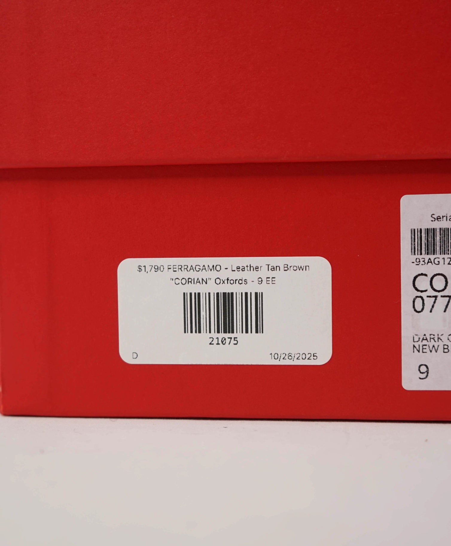 $1,790 FERRAGAMO - Leather Tan Brown "CORIAN" Oxfords - 9 EE