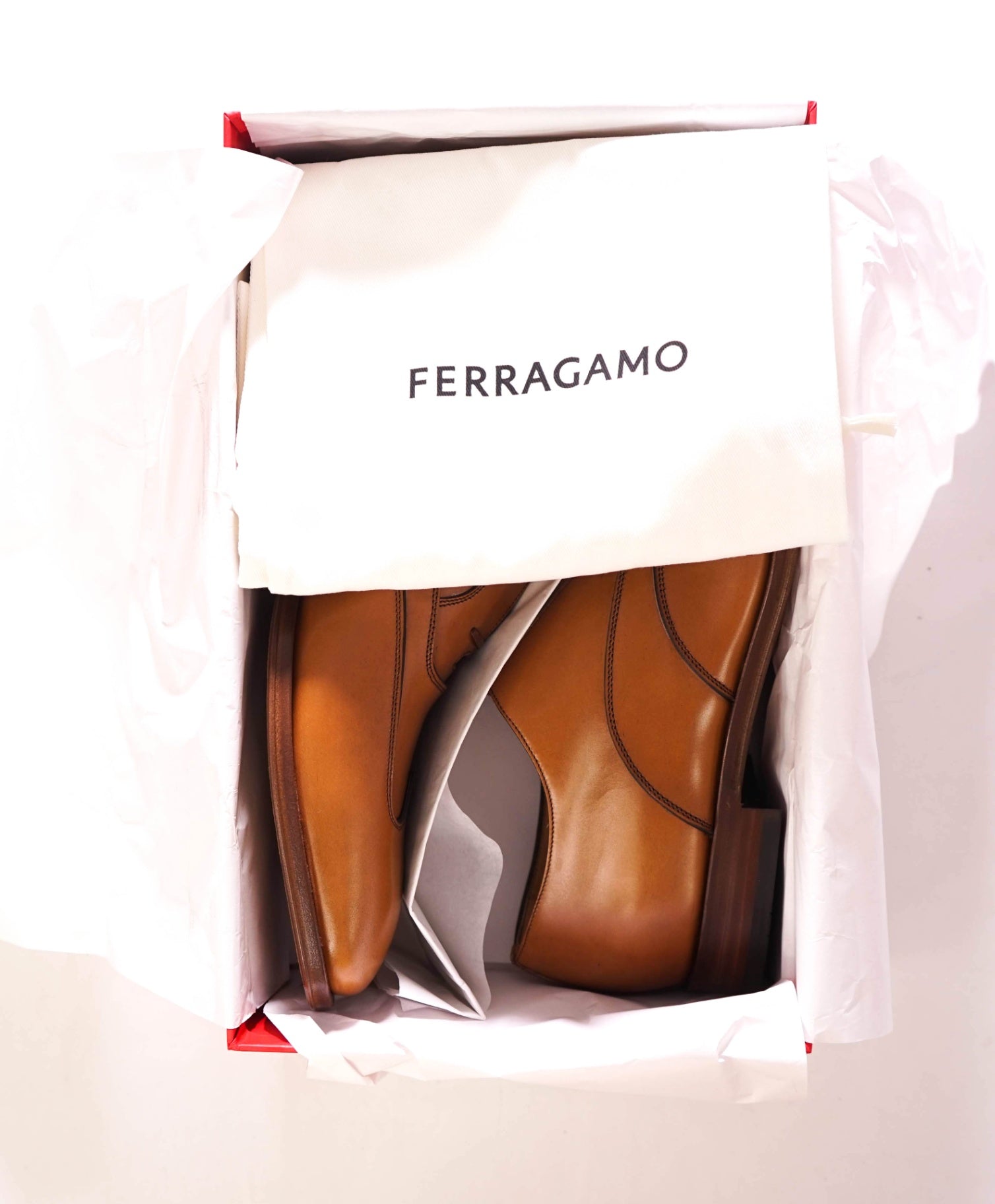 $1,790 FERRAGAMO - Leather Tan Brown "CORIAN" Oxfords - 9 EE