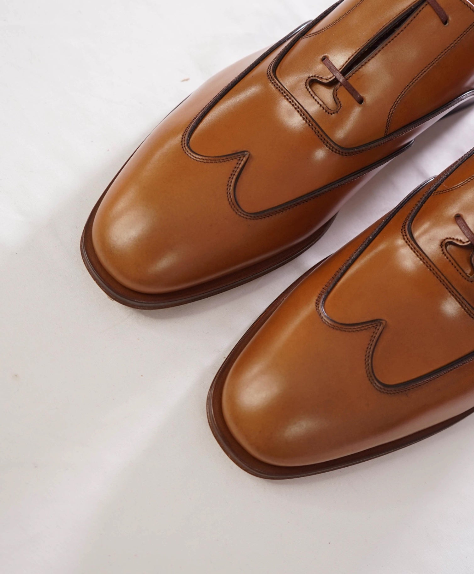 $1,790 FERRAGAMO - Leather Tan Brown "CORIAN" Oxfords - 9.5 EE