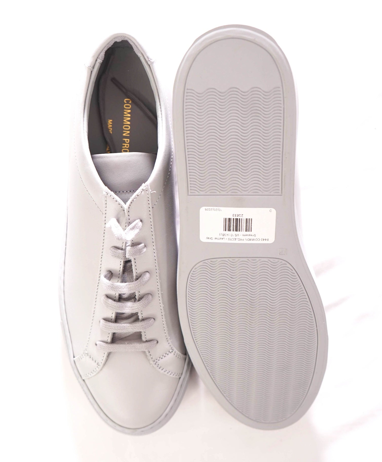 $335 COMMON PROJECTS - "Achilles" Leather Gray Sneakers - US 10 (43EU)