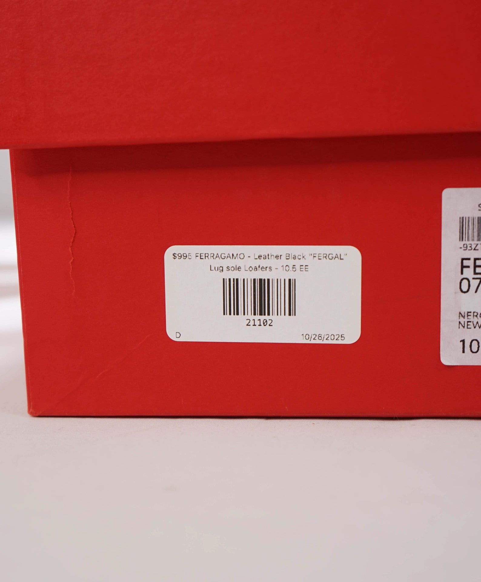 $995 FERRAGAMO - Leather Black "FERGAL" Lug Sole Loafers - 10.5 EE