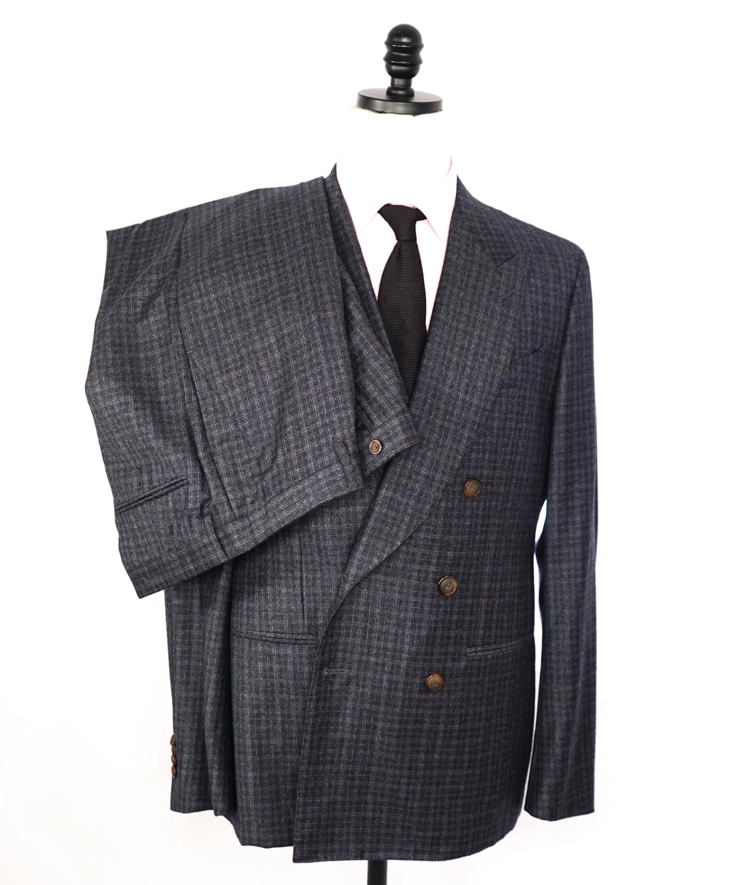 $4,995 GIORGIO ARMANI - "Napoli" Micro Check Double Breasted Suit - 42R