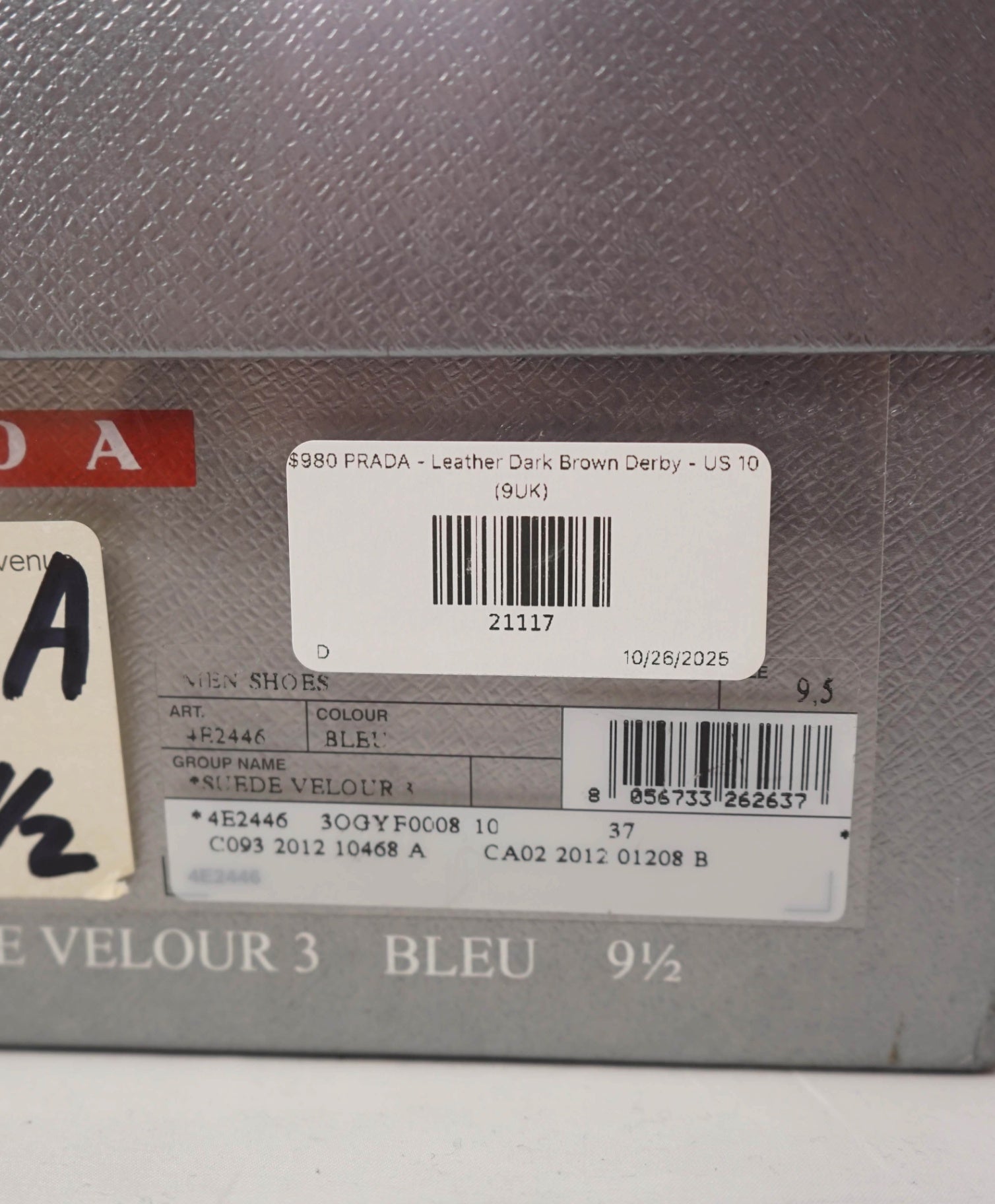 $980 PRADA - "SPAZOLATTO" Leather Dark Brown Derby - US 10 (9UK)