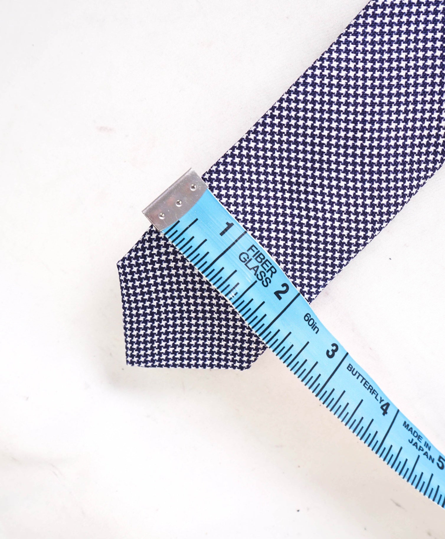 $195 ELEVENTY Blue & White Herringbone Cotton Blend Tie - 2"