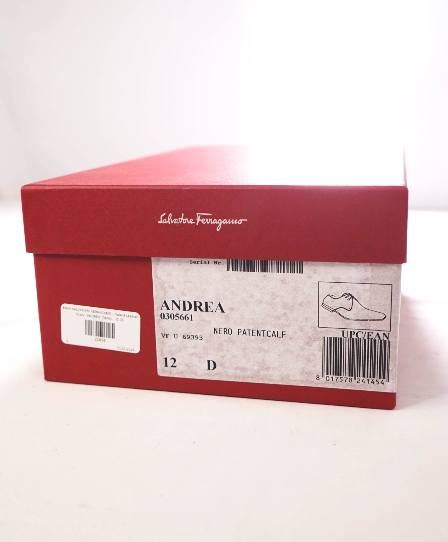 $895 FERRAGAMO - Leather Black "ANDREA" Classic Derby - 12 3E