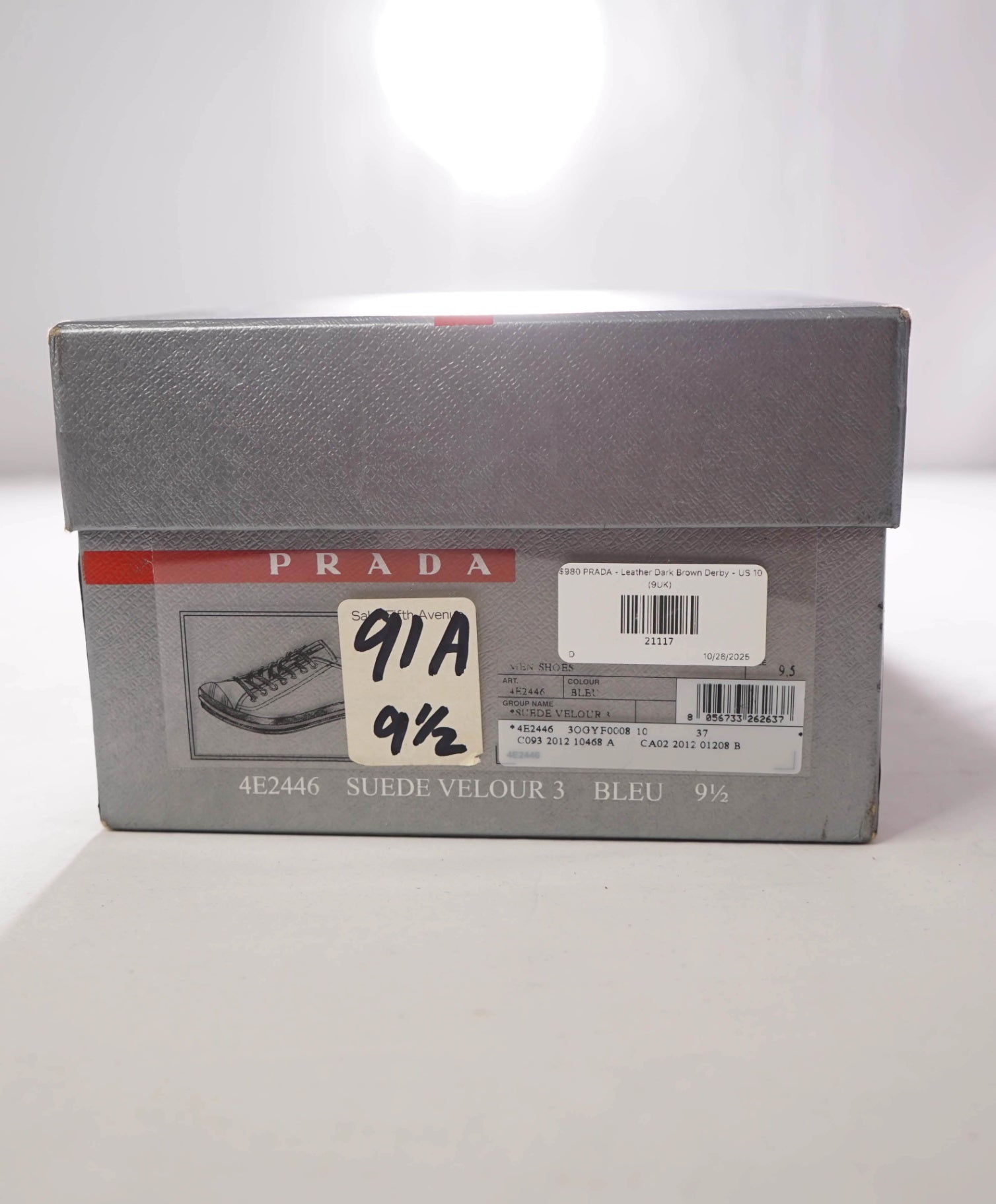 $980 PRADA - "SPAZOLATTO" Leather Dark Brown Derby - US 10 (9UK)