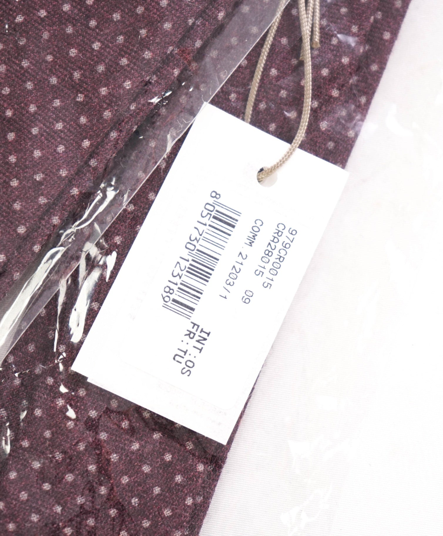 $195 ELEVENTY Burgundy Pink Polka Dot Wool Tie - 2.25"