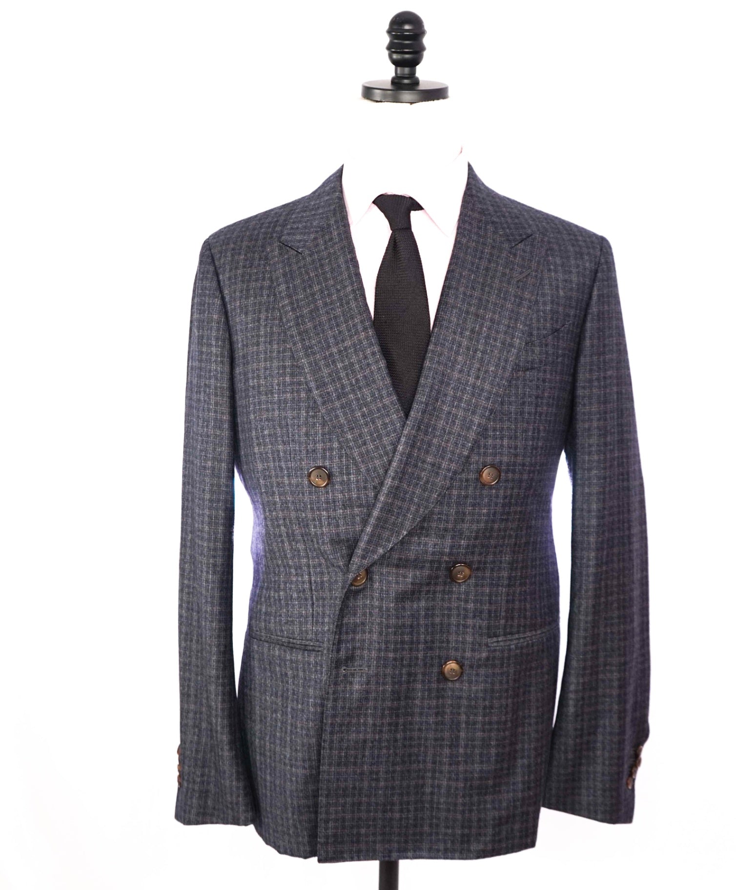 $4,995 GIORGIO ARMANI - "Napoli" Micro Check Double Breasted Suit - 42R