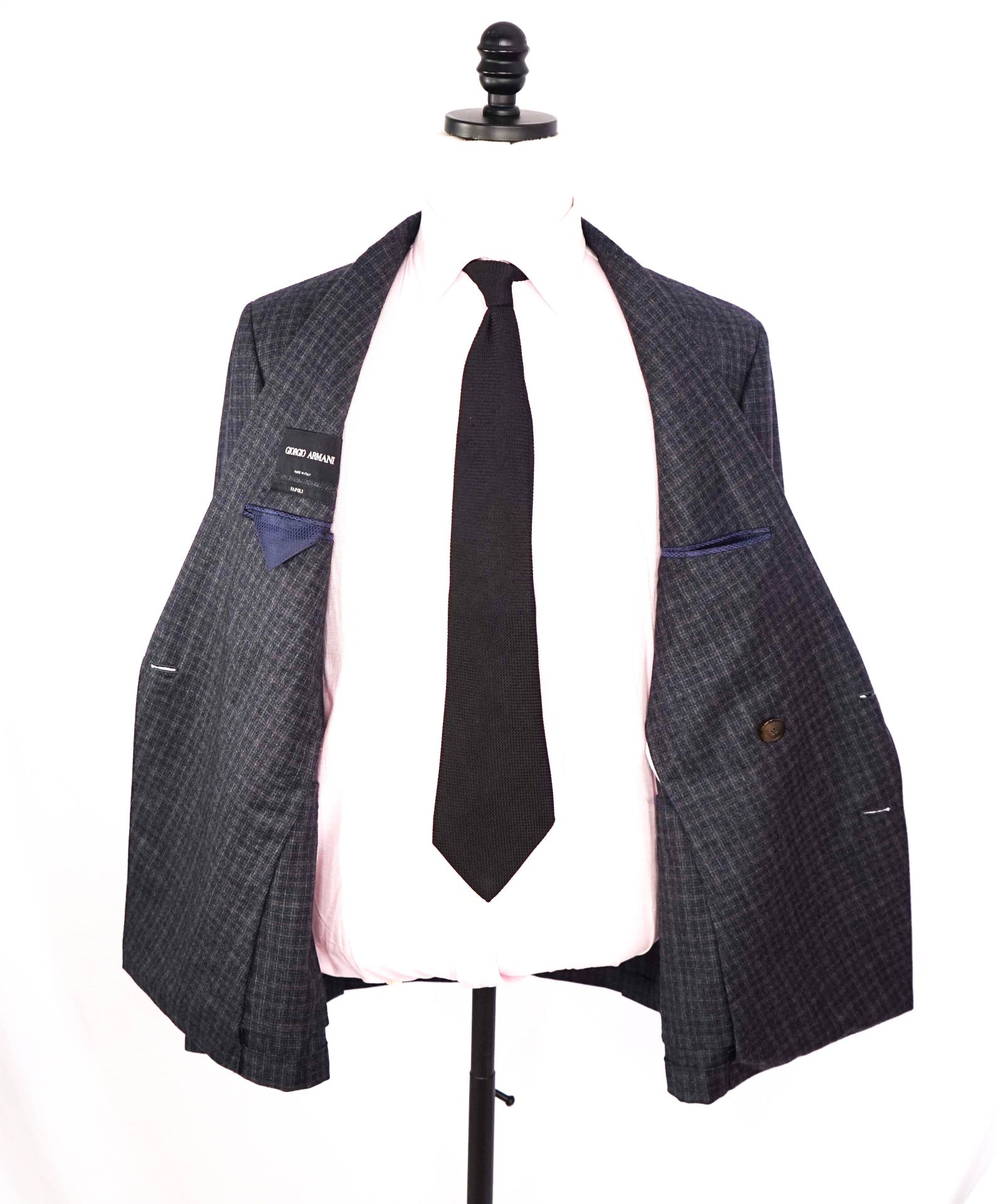 $4,995 GIORGIO ARMANI - "Napoli" Micro Check Double Breasted Suit - 42R