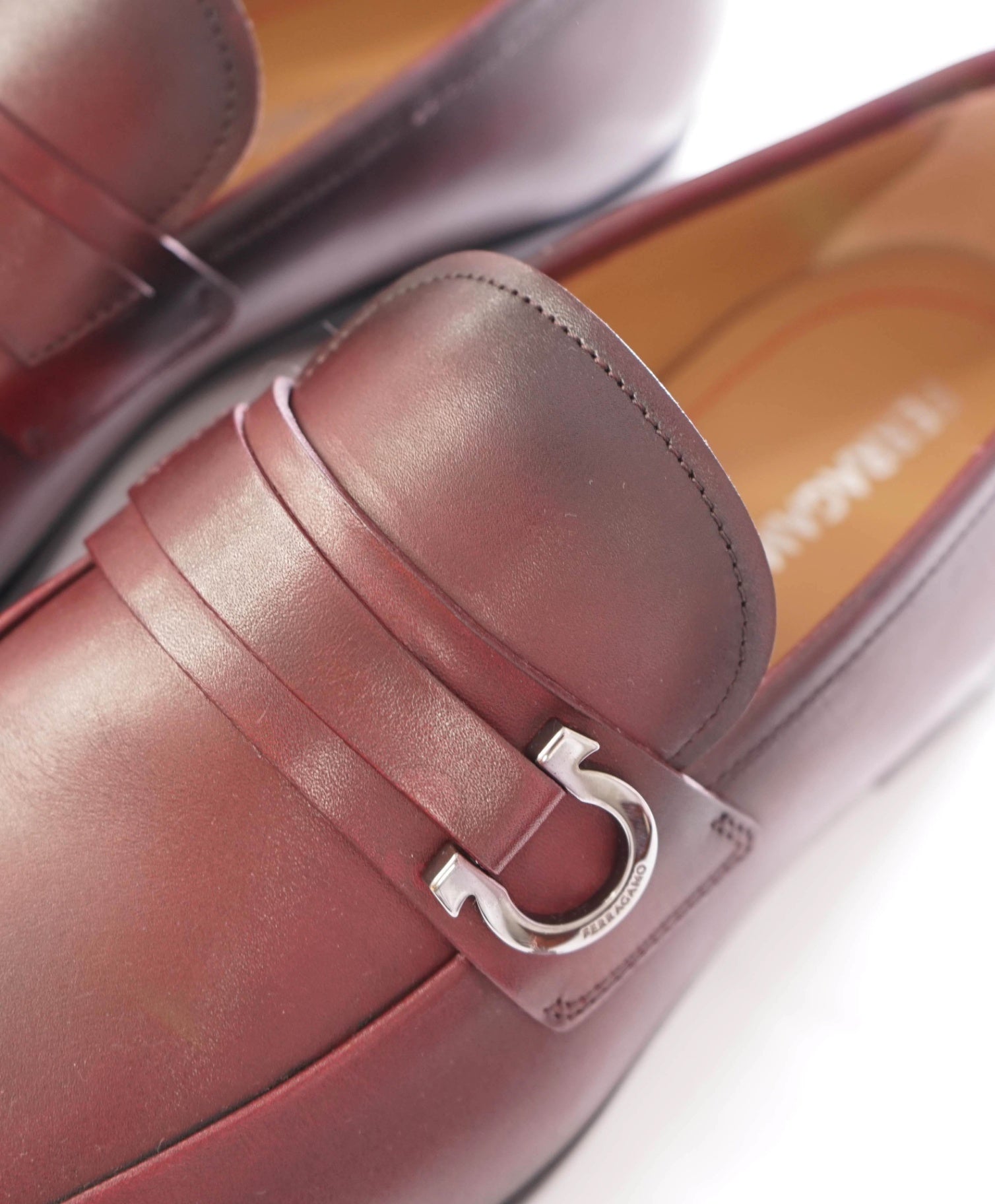 $995 FERRAGAMO - Leather Burgundy "FLORIO" Loafers - 10.5 EE