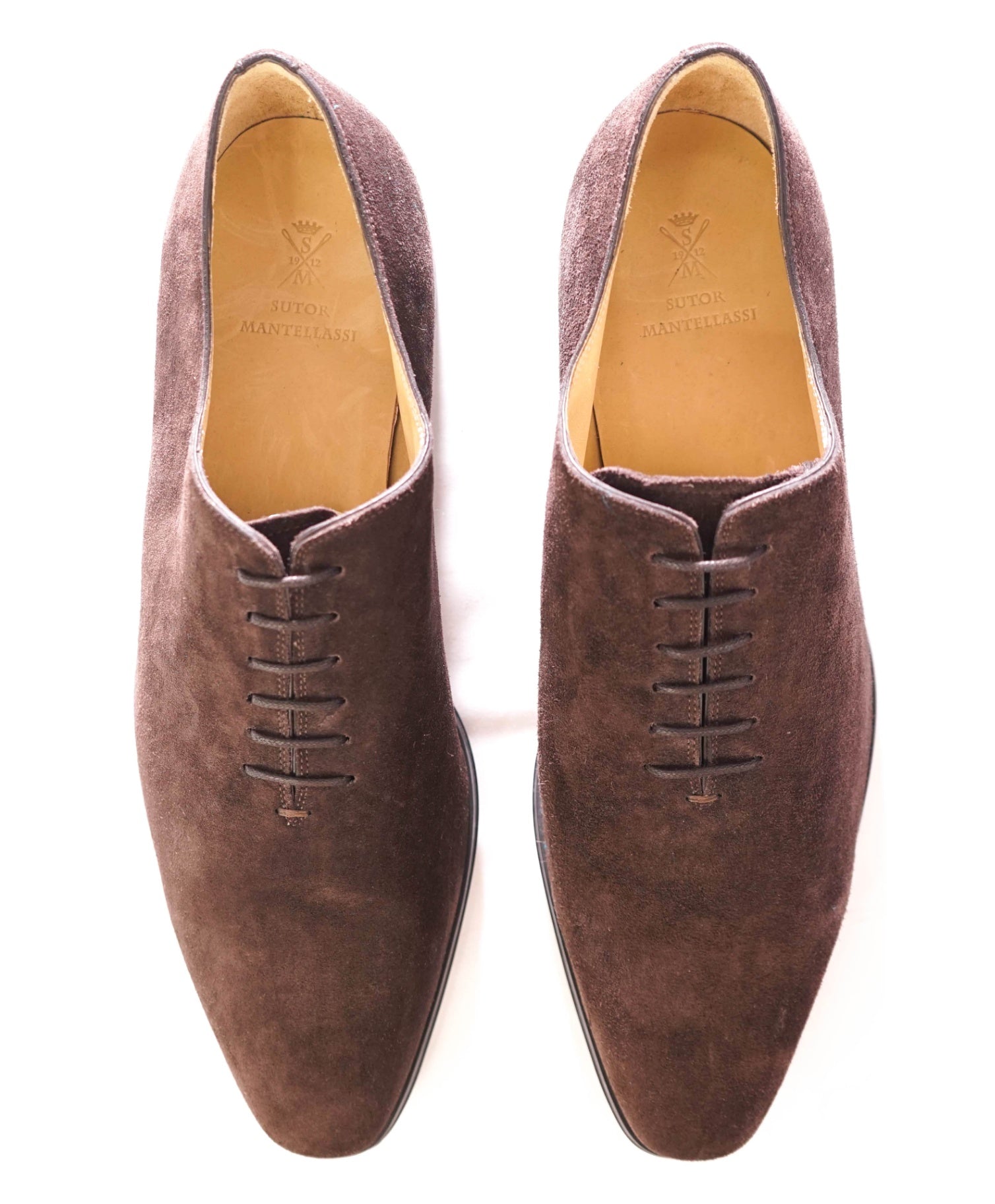 $1,080 SUTOR MANTELLASSI - Suede Brown Oxfords - 12 US