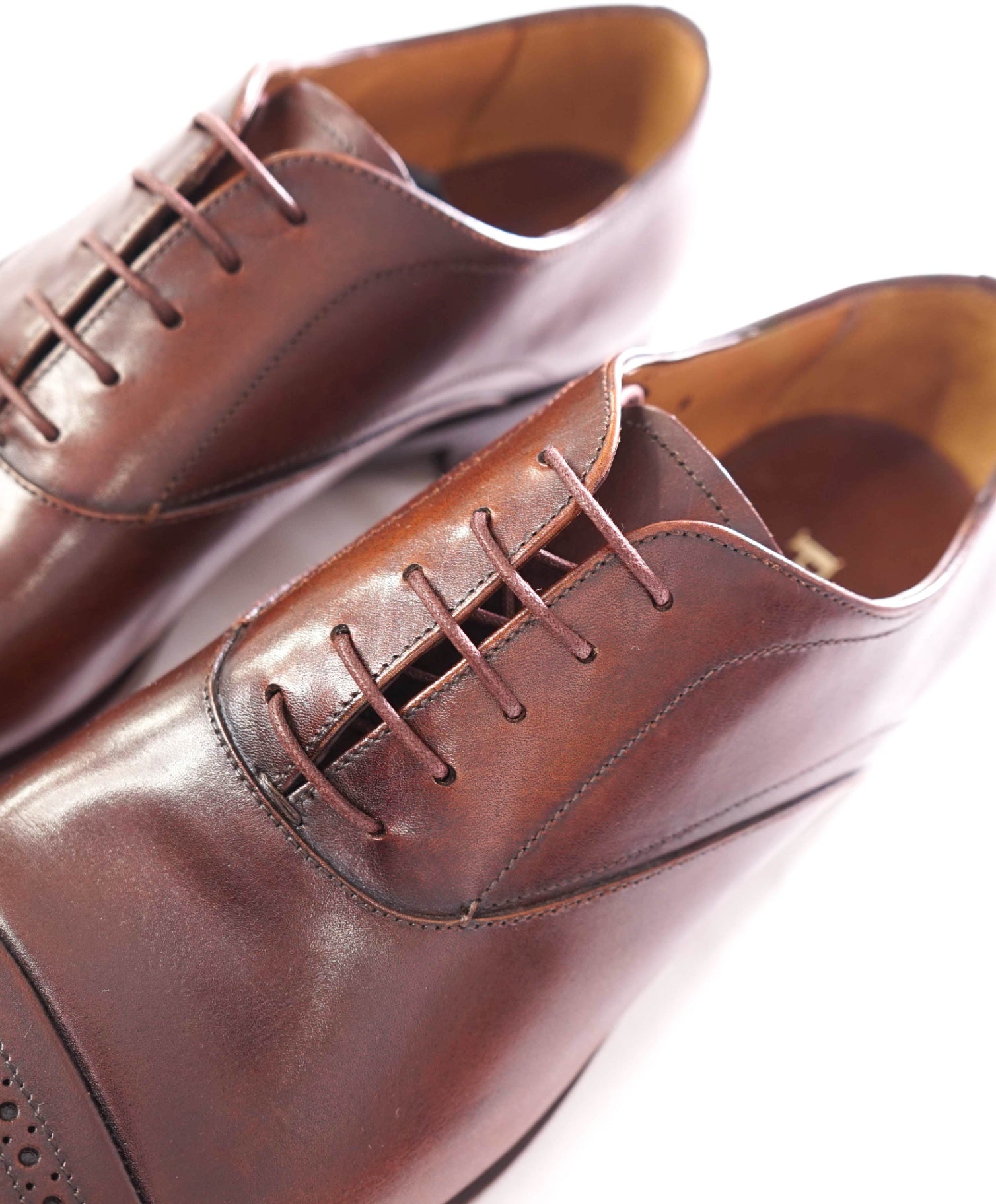 $1,250 PRADA - Leather Brogue Cap Toe Brown Oxfords - US 9 (UK8)
