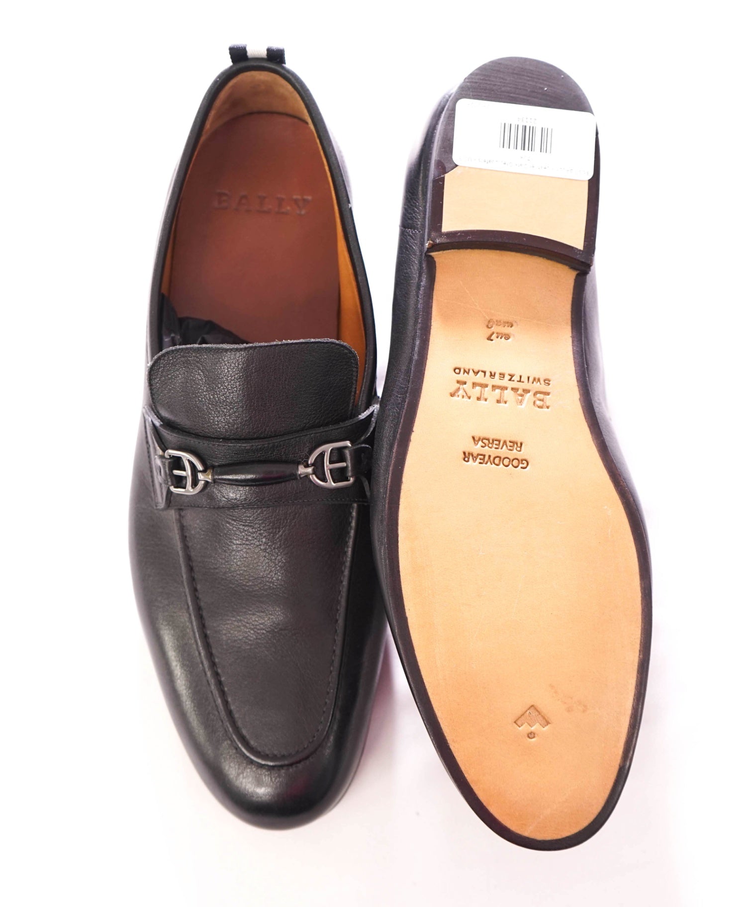 $650 BALLY - Leather Black "GOODEAR" Loafers - US 8 (7UK)