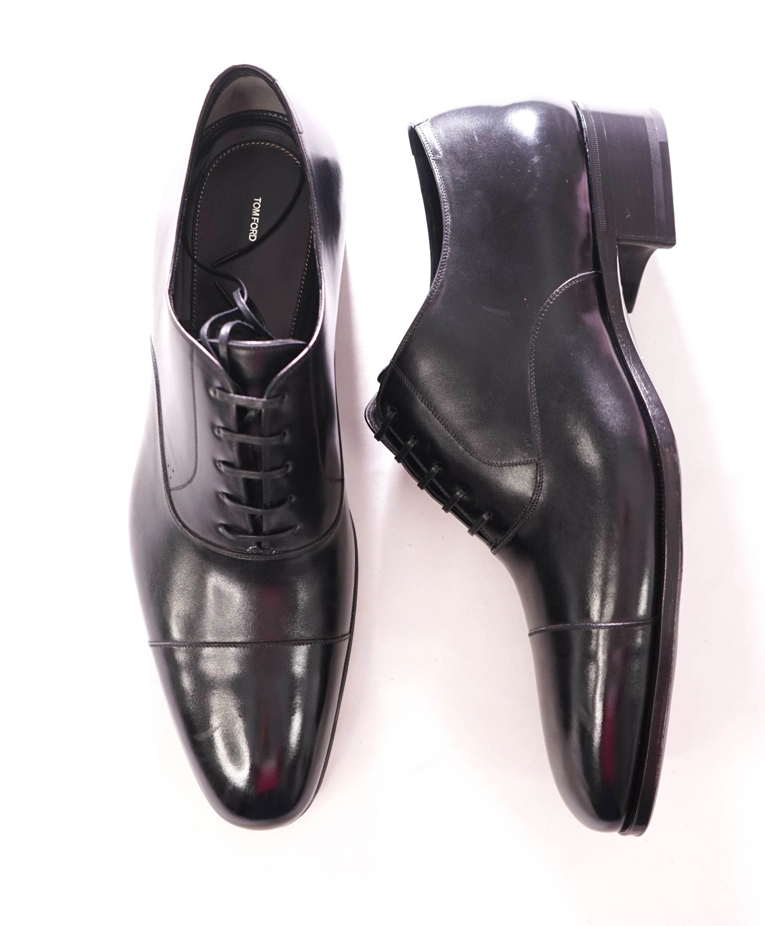 $1,990 TOM FORD - "Edgar" Leather Black Oxfords - 11.5 (11TF)