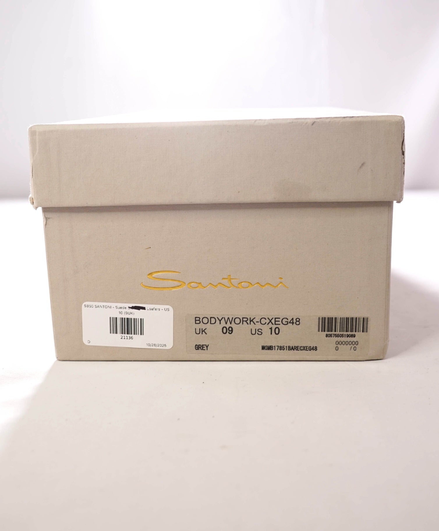 $850 Santoni "BODYWORK" Grey Pebbled Loafers Leather US 10 (9UK)