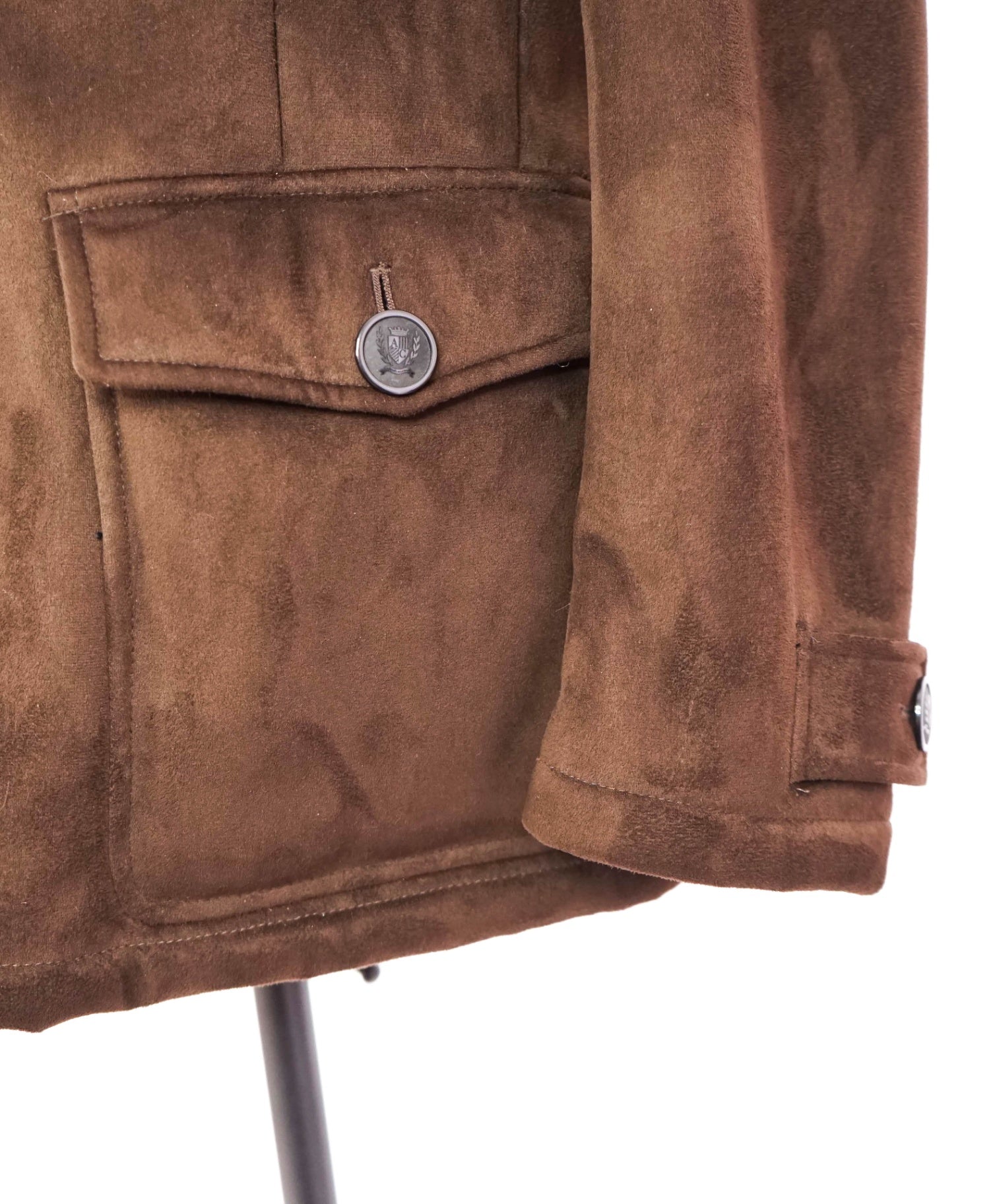 $1,895 Armani Collezioni Brown SUEDE Fur Lined Suede Coat 42