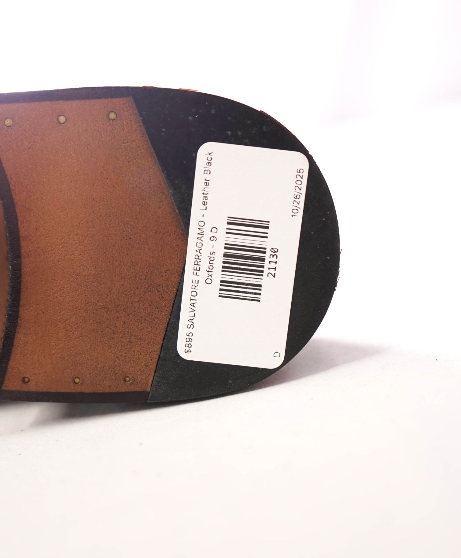 $895 SALVATORE FERRAGAMO - Leather Black Cap Toe Oxfords - 9 D