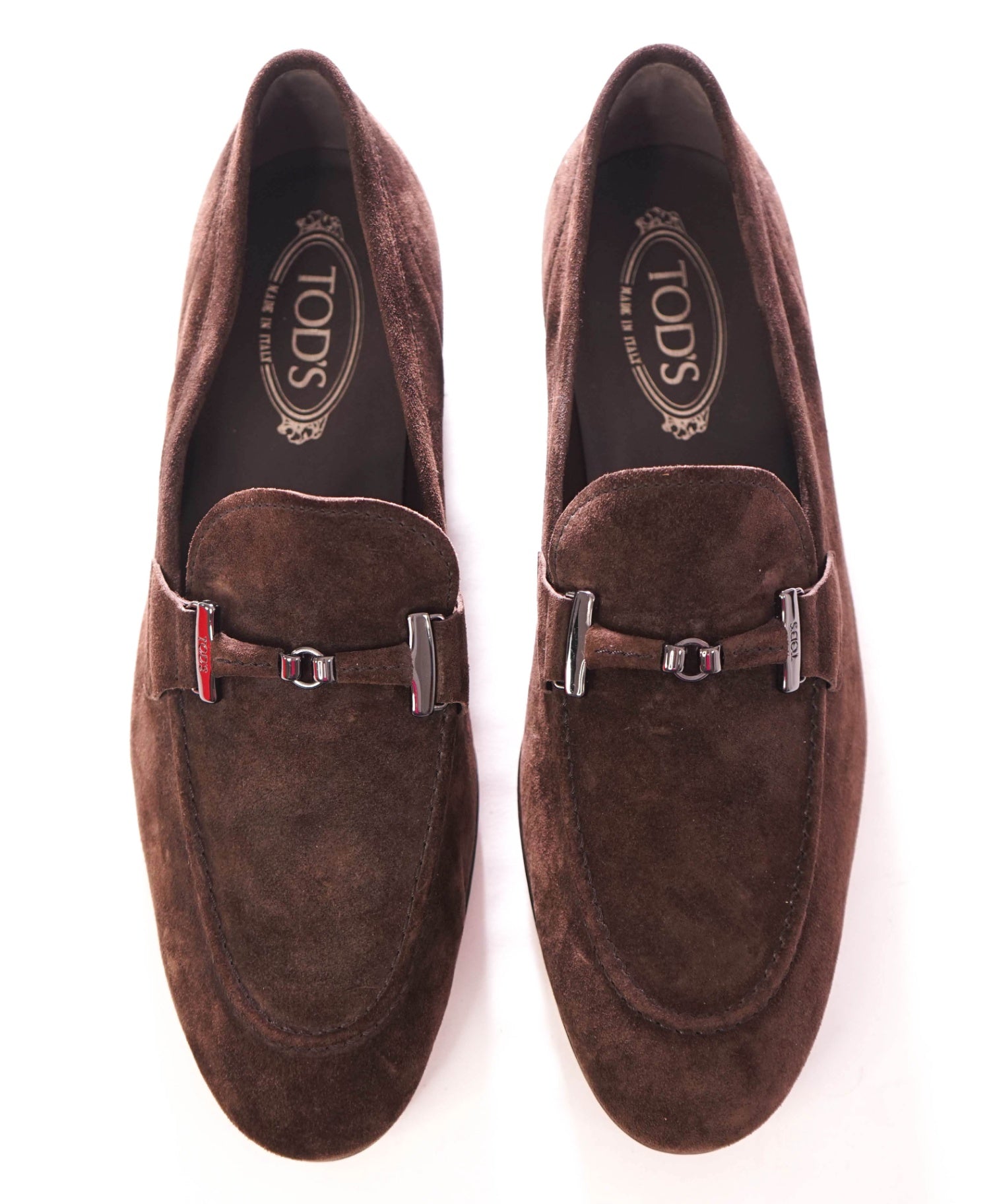 $675 TOD'S - T Strap Bit Suede Brown Loafers - US 9.5 (UK8.5)