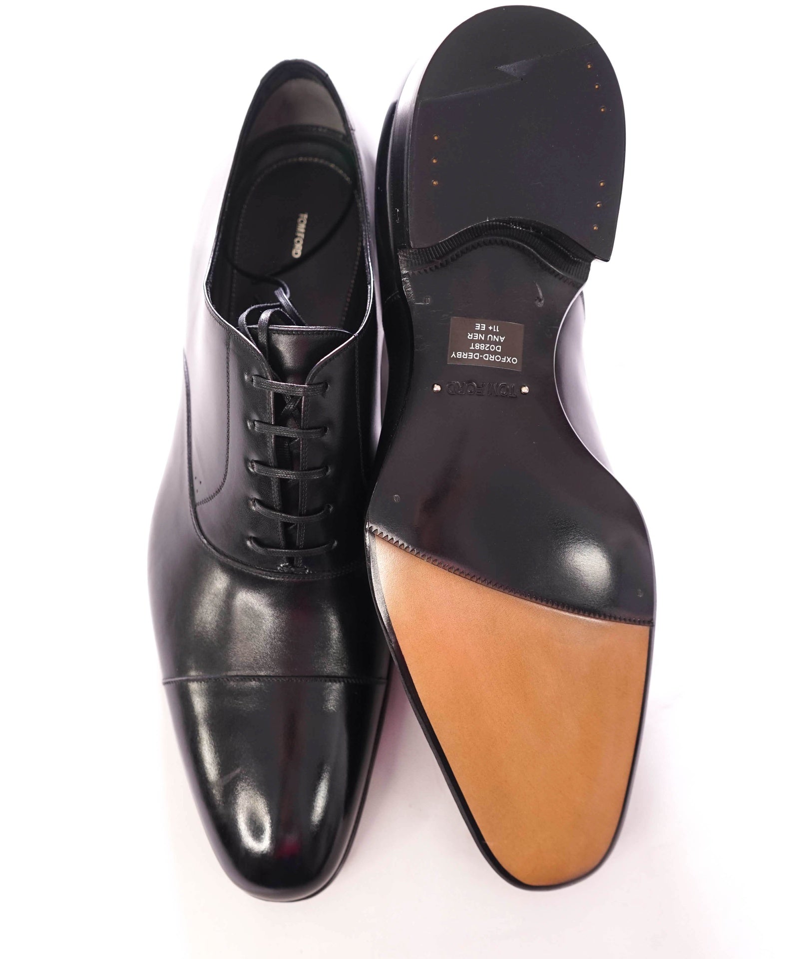 $1,990 TOM FORD - "Edgar" Leather Black Oxfords - 11.5 (11TF)