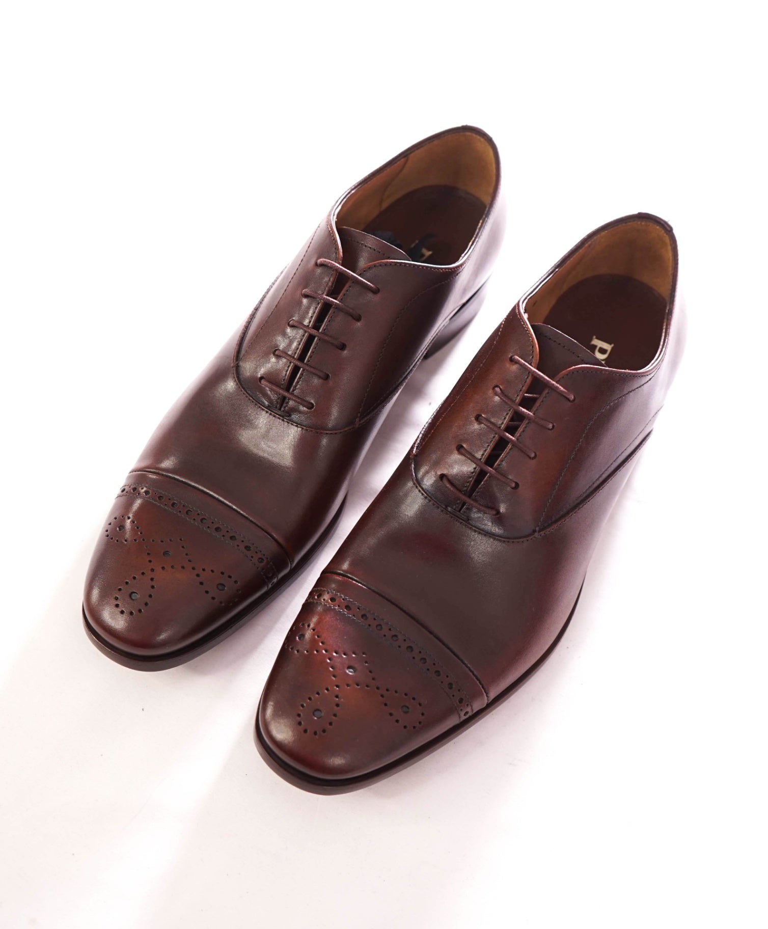 $1,250 PRADA - Leather Brogue Cap Toe Brown Oxfords - US 9 (UK8)