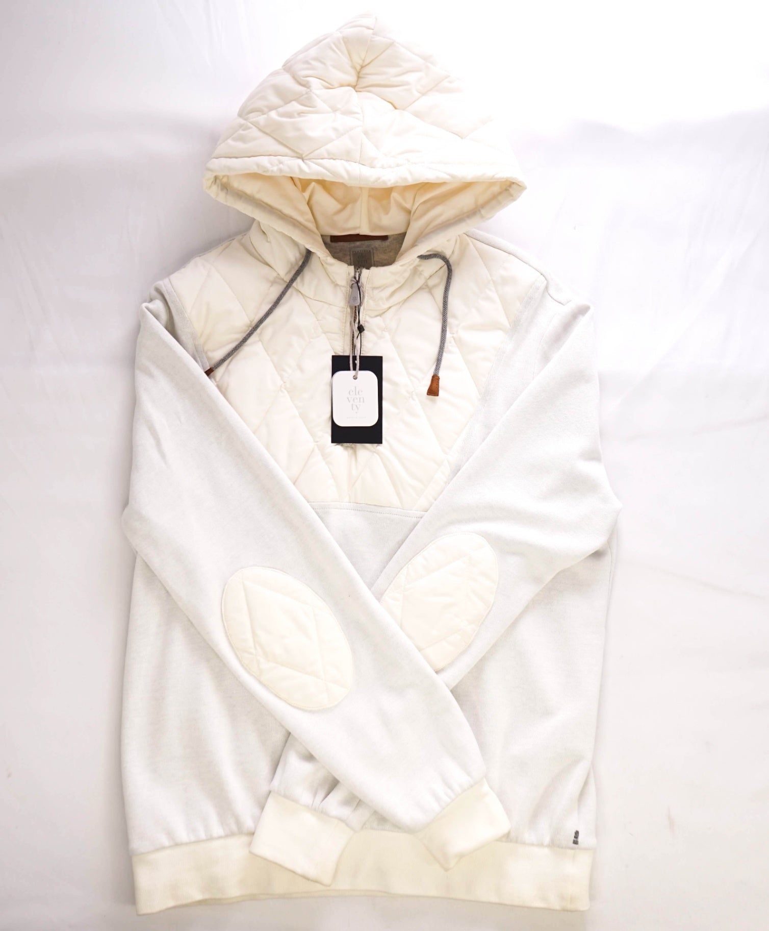 ELEVENTY For LORO PIANA Ivory Quilted Cotton Hoodie Sweater M