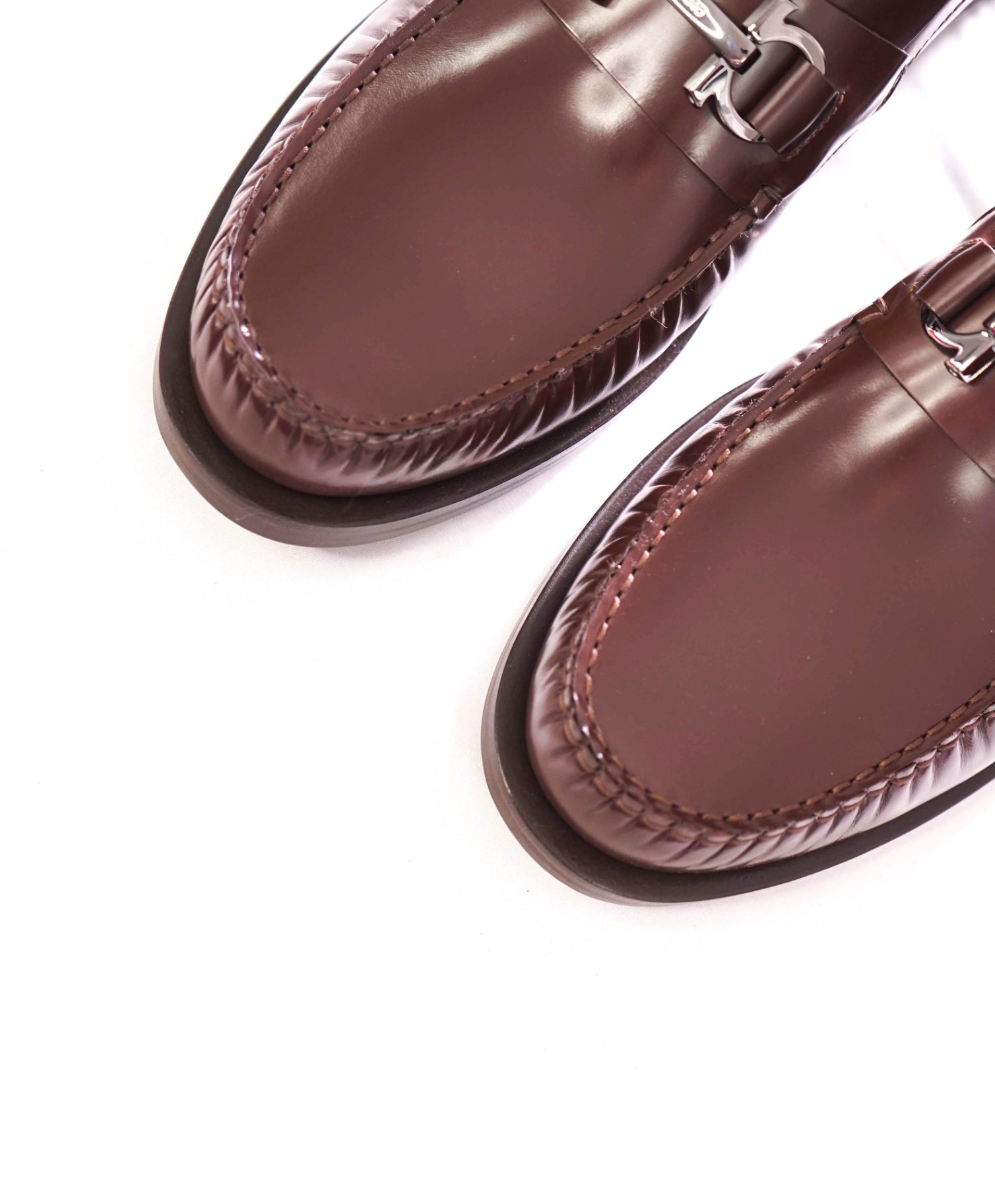 $950 FERRAGAMO - Leather Brown "FORT" Loafers - 10 E