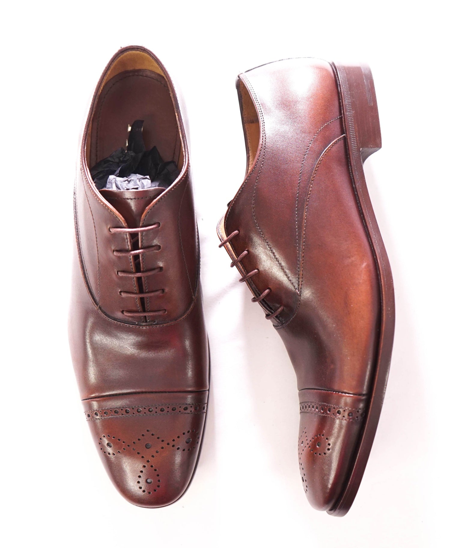 $1,250 PRADA - Leather Brogue Cap Toe Brown Oxfords - US 9 (UK8)