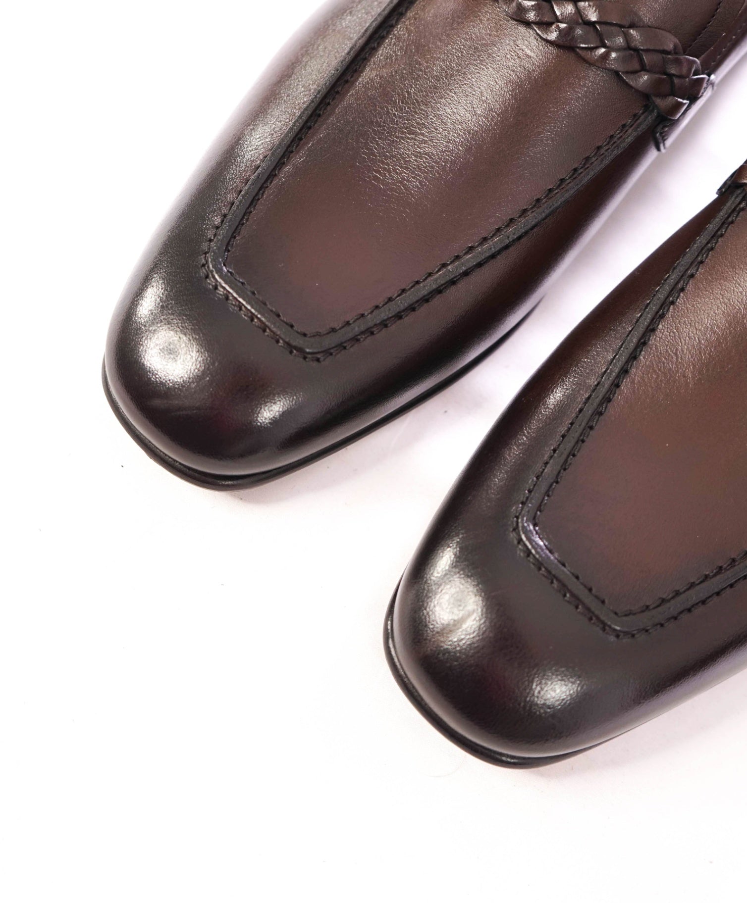 $2,393 TOM FORD - Leather Brown Woven-Strap Loafers - US 10 (9.5TF)