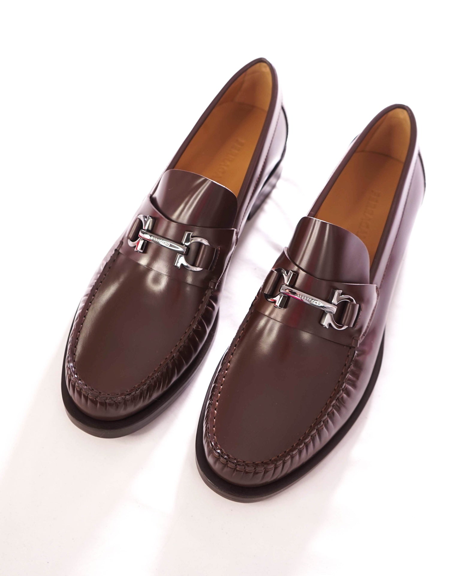 $950 FERRAGAMO - Leather Brown "FORT" Loafers - 11 E