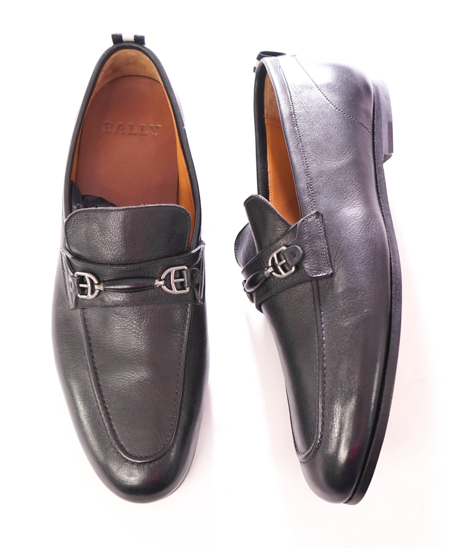 $650 BALLY - Leather Black "GOODEAR" Loafers - US 8 (7UK)