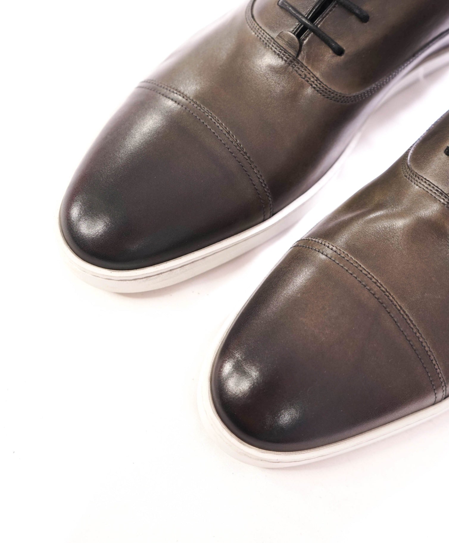 $750 SANTONI - Leather Gray Sneaker Sole Oxfords - US 14 (UK 13)