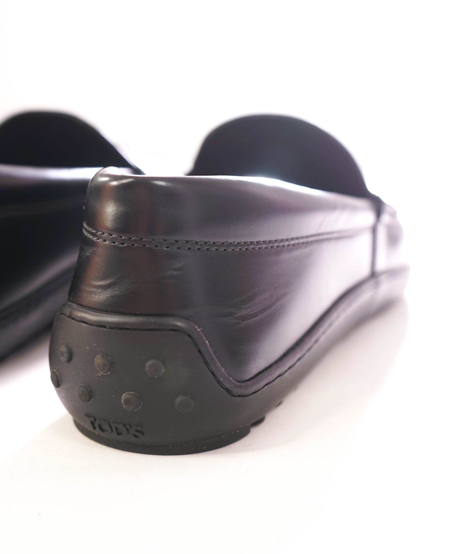 $1,045 TOD'S - Leather Black LOGO Penny Loafers - US 12 (UK11)