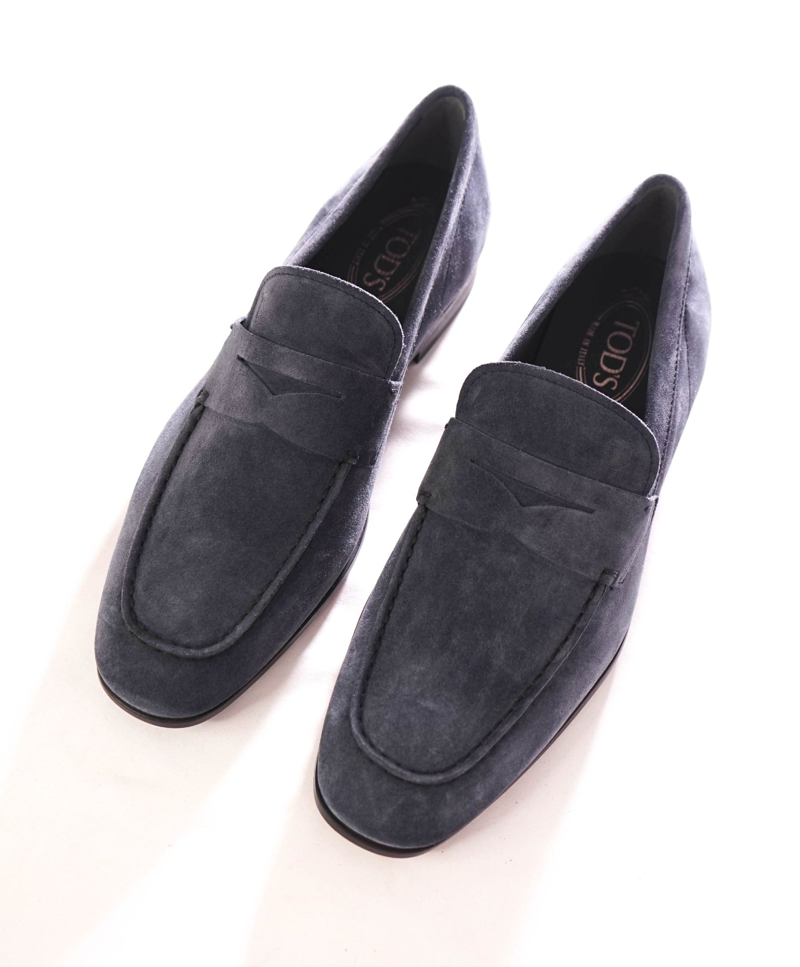 $775 TOD'S - Suede Blue LOGO Penny Loafers - US 9 (8UK)